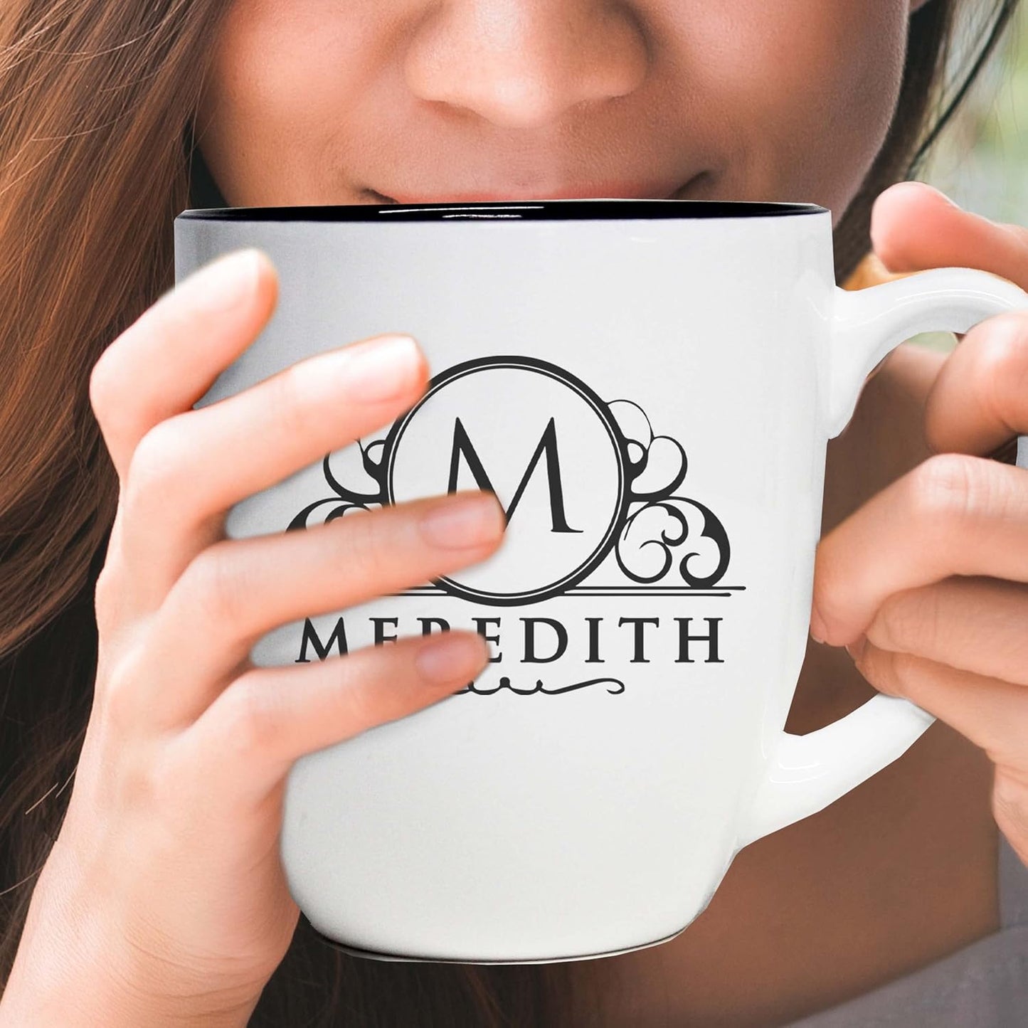 Custom Engraved Coffee Latte Mug - Personalized Coffee and Tea Cup (White)