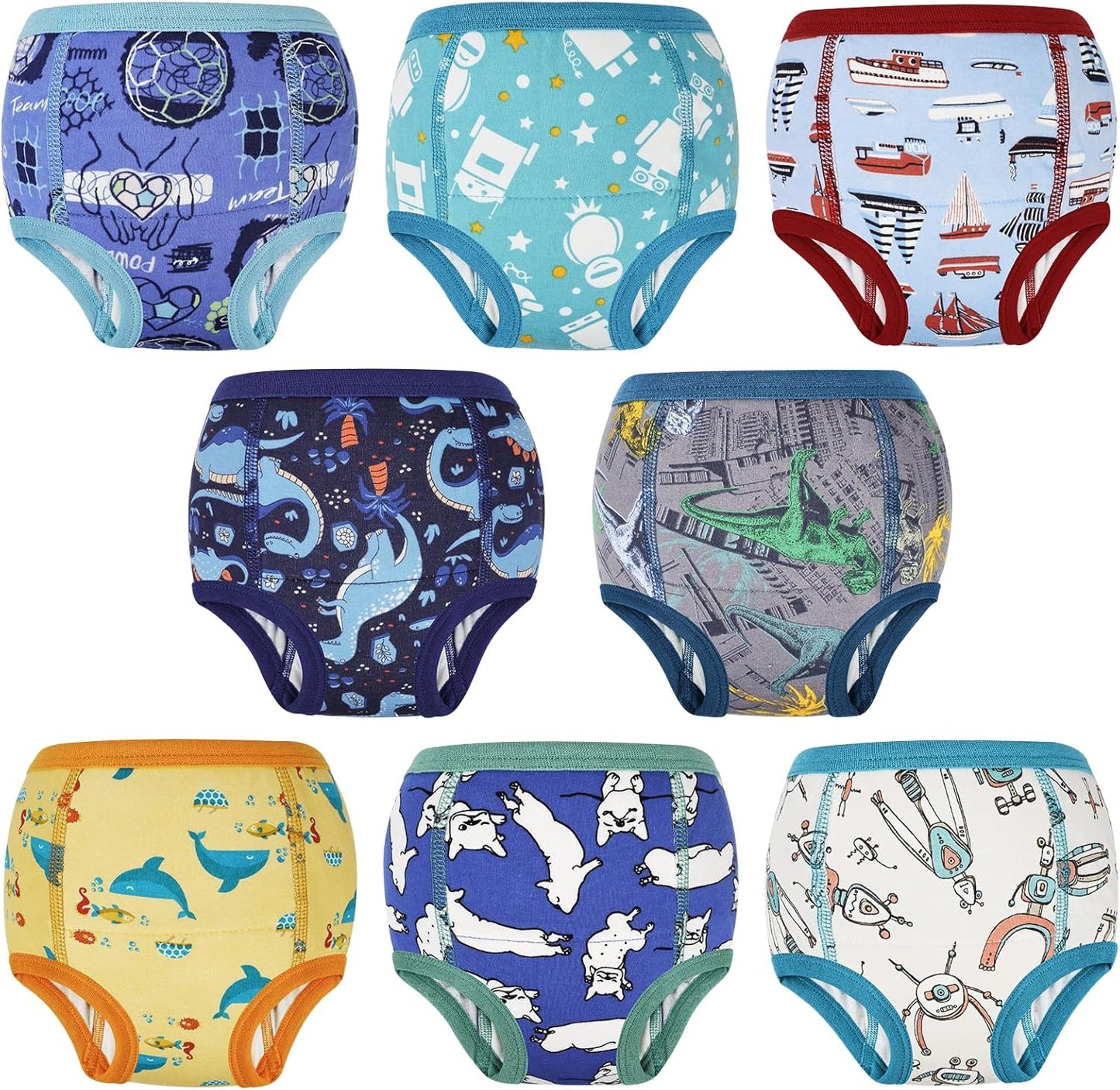 MooMoo Baby Absorbent Potty Training Pants 8 Packs Cotton Training Underwear for Boys 2T