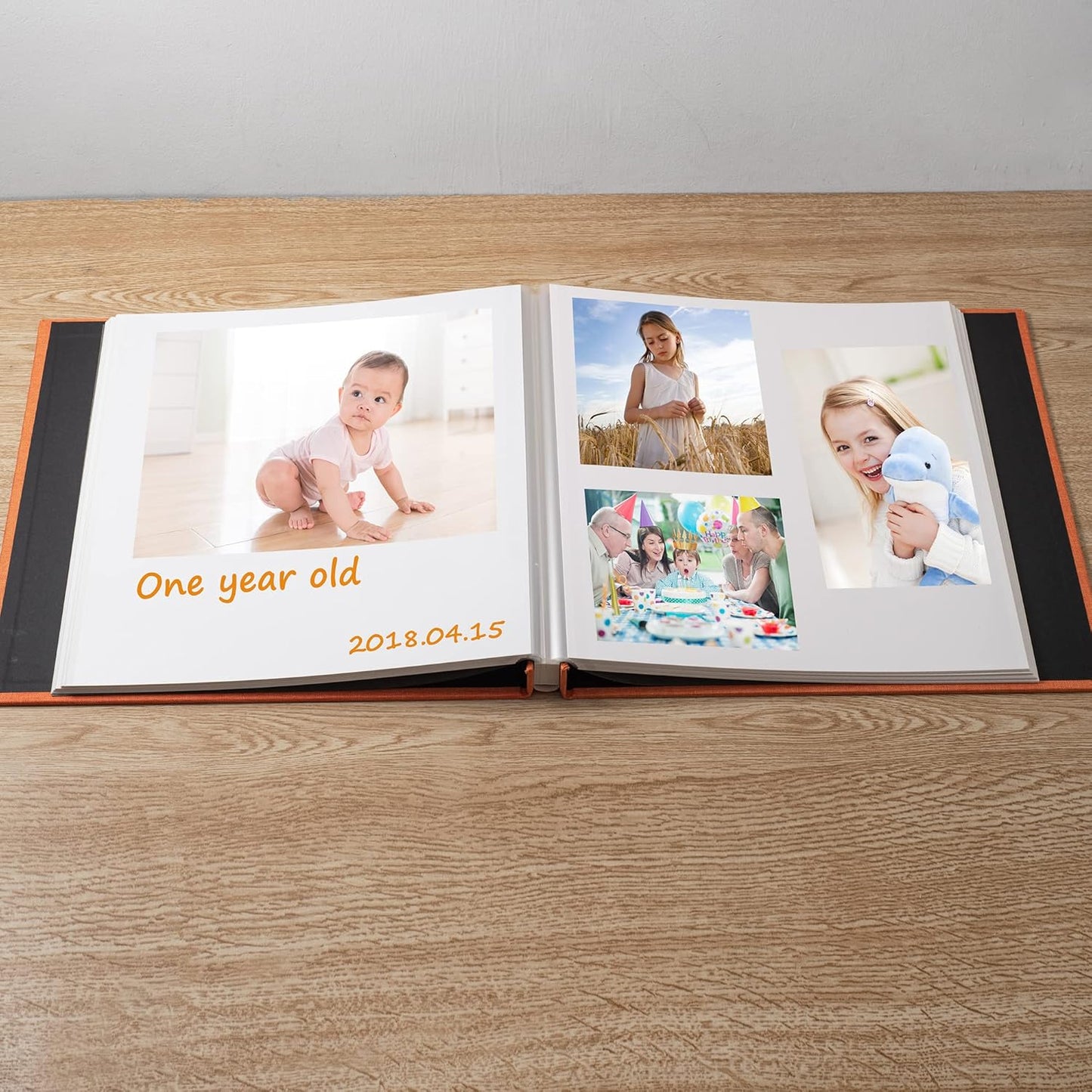 Large Photo Album Self Adhesive Scrapbook Album for 4×6 5×7 8×10 Pictures DIY Magnetic Linen Cover Album 60 Pages for Family Wedding Gifts with Metal Pen and Plastic Board