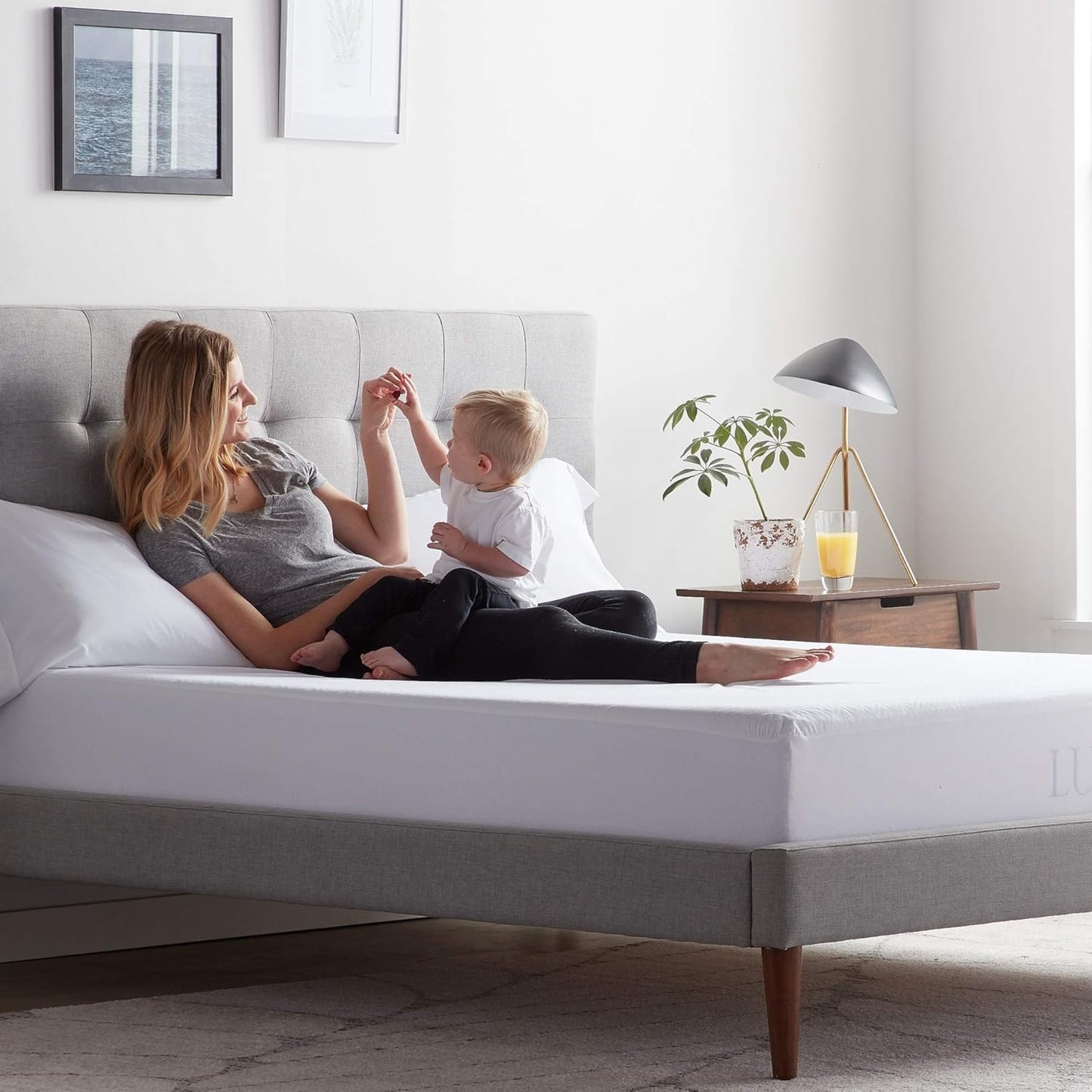 LUCID Premium Rayon from Bamboo Jersey Mattress Protector | Twin XL Size Waterproof Mattress Protector | Ultra Soft, Fitted Sheet Style, White
