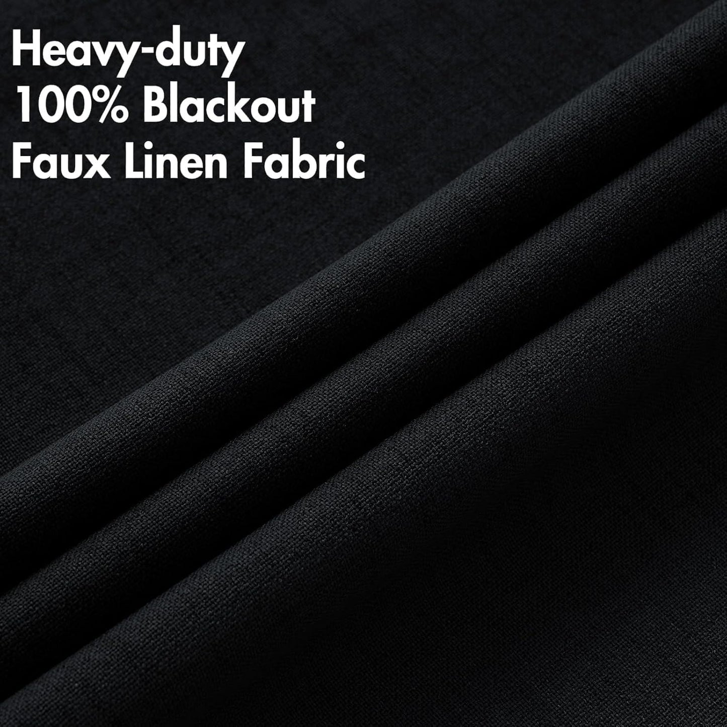 MIULEE Linen Texture Curtains for Bedroom Solid 100% Blackout Thermal Insulated Halloween Black Curtains Grommet Room Darkening Curtains/Draperies for Living Room Nursery 52x72 Inch (2 Panels)