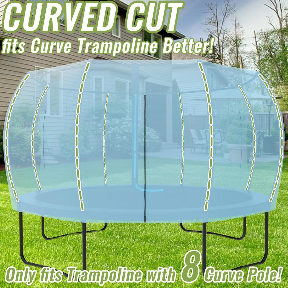 Gardenature 10FT/12FT/14FT Trampoline Tent(Tent Only), Fit Round Trampolines, Shade Cover with LED Light, Outdoor Trampolien Accessories, Anti-Tear, Beige