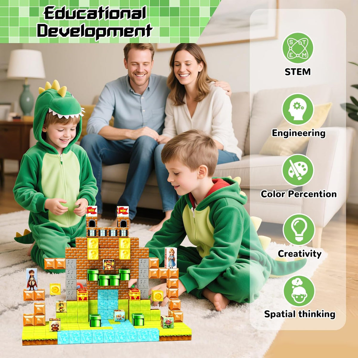 Magnetic Blocks- Magnetic Building Blocks Magnet Cube Toys Stacking, Build Forest Toys & Games Set, STEM Sensory Play, Birthday Giftsfor Kids Boys Girls Age 3 4 5 6 7 8 9 10 (54pcs 1inch)