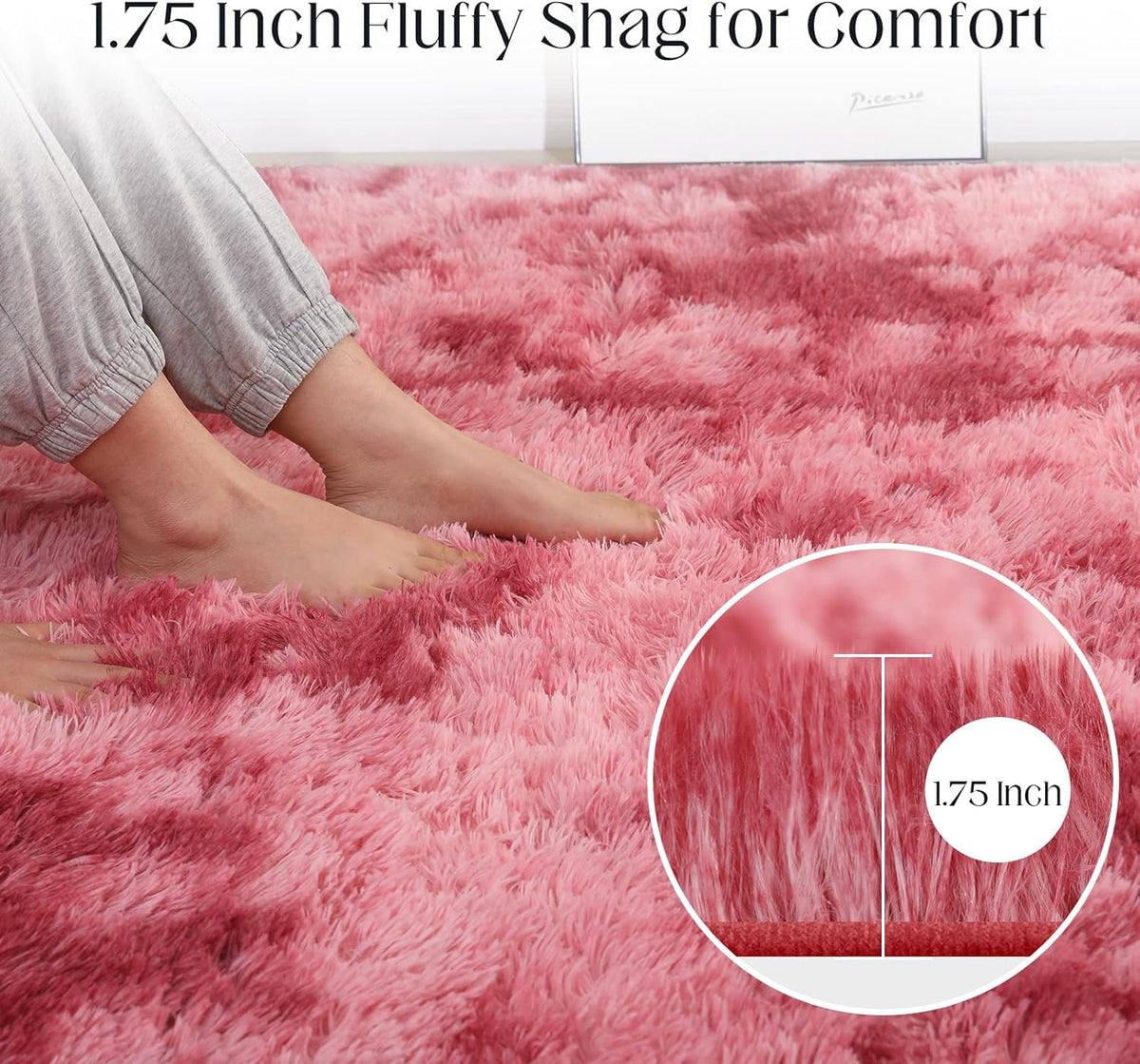 Luxury Area Rug, 6x9 Rugs for Living Room, Ultra Soft Rugs for Bedroom, Non-Slip Indoor Carpet for Nursery, Kids Room, Playroom, Home Decor, Tie-Dyed Dark Pink