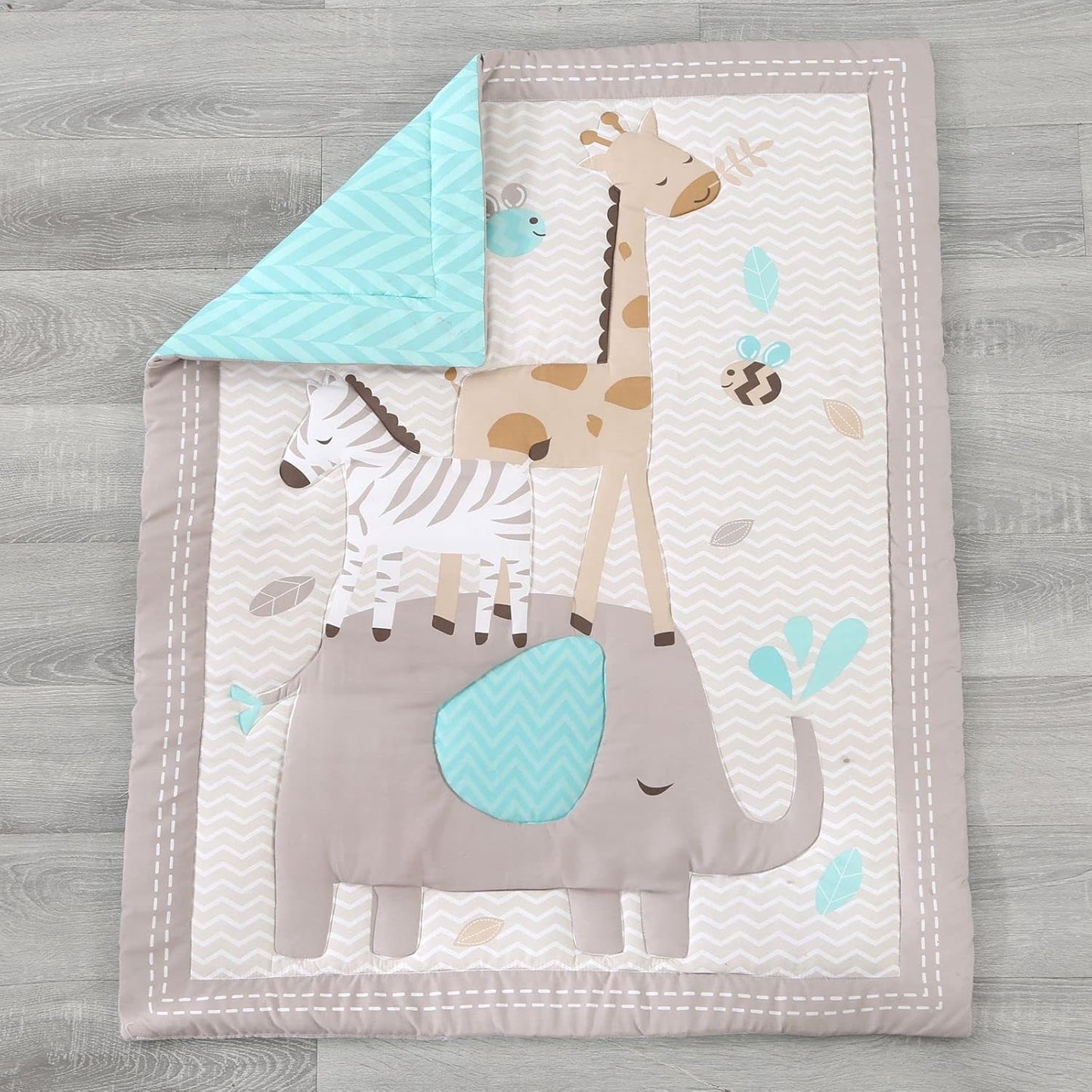 Wowelife Elephant Crib Bedding Set Gray, Premium 3-Piece Baby Bedding Set Elephant, Safari Newborn& Infant Nursery Bedding Set for Baby Boy, Gray