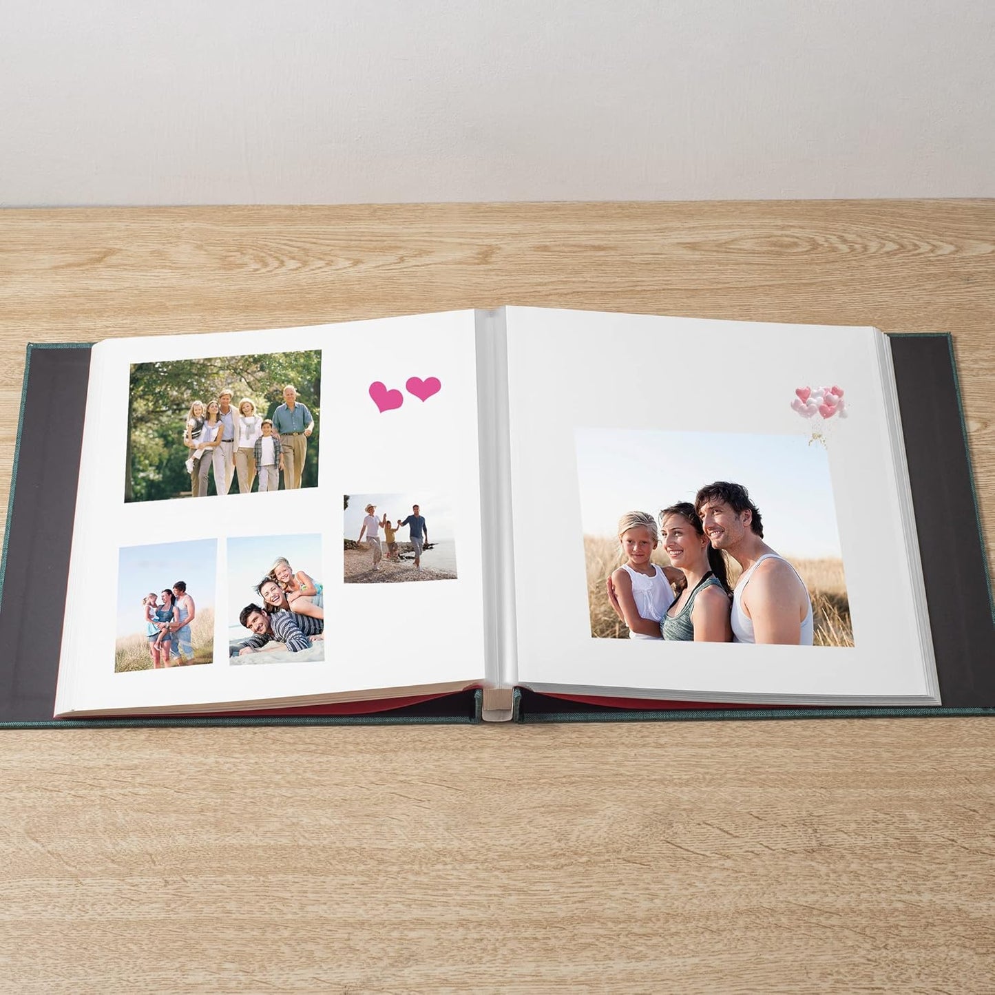 Photo Album - Self Adhesive Scrapbook with Magnetic Linen Cover, 30 Blank Pages for Family, Wedding, Birthday, Christmas, Anniversary (Dark Green)