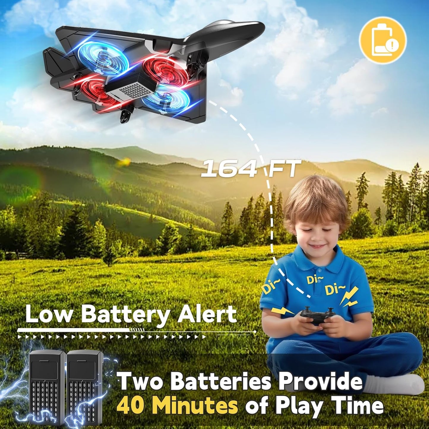 4DRC V31 Foam RC Planes Remote Control Airplanes for Kids Adults 4-7 8-16, Remote Control Planes Fighter Jet with Light, 360° Flip Fighter Jet Toy, Gravity Sensing, Stunt Roll, Gifts for Kids Boys