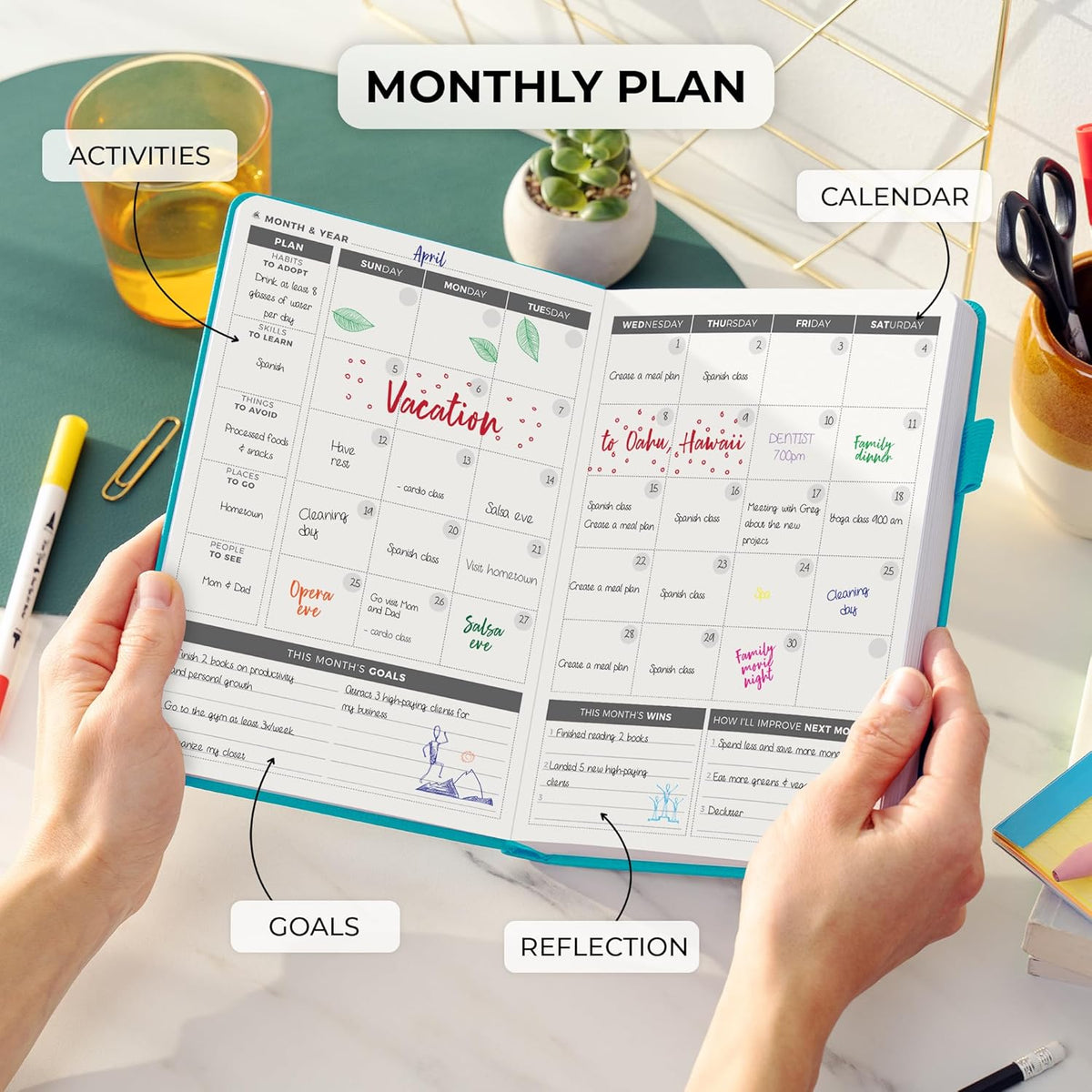 Clever Fox Daily Planner – Undated Planning Notebook with Hourly Schedule & To-Do List – Personal Day Task & Work Organizer, 6 Months (Turquoise)