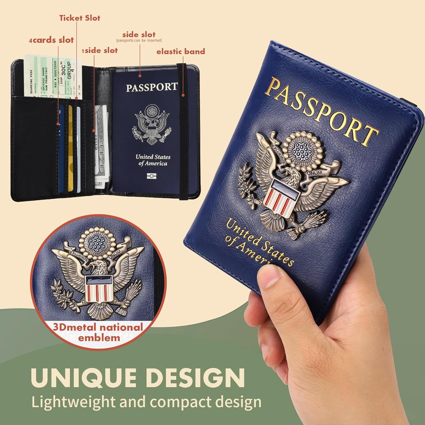 Passport Holder Cover Travel Wallet RFID Blocking Passport Wallets Family Organization Personalized Wallet Case for Men and Women Travel Must Haves(Rose gold)