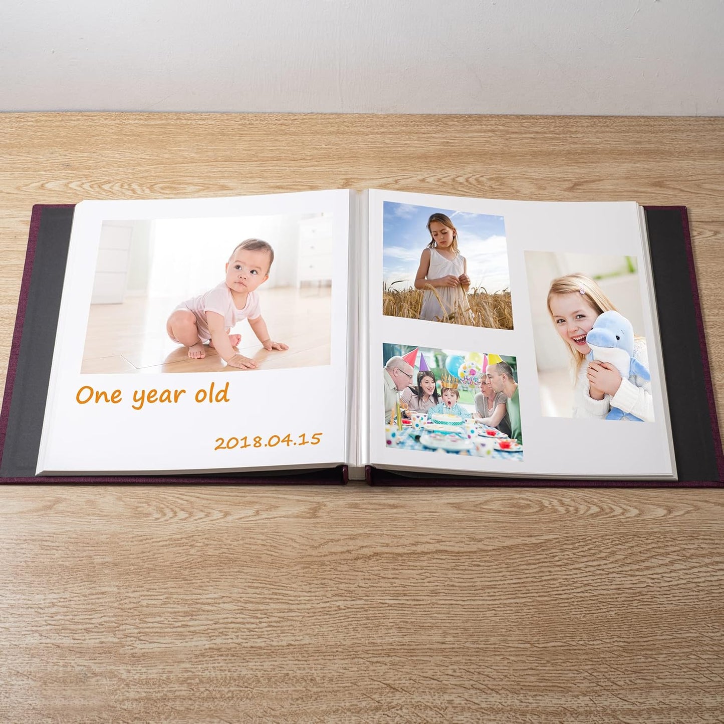 Large Photo Album Self Adhesive Scrapbook Album for 4×6 8×10 Pictures DIY Magnetic Linen Cover Album 40 Pages for Family Wedding Gifts with Metal Pen and Plastic Board