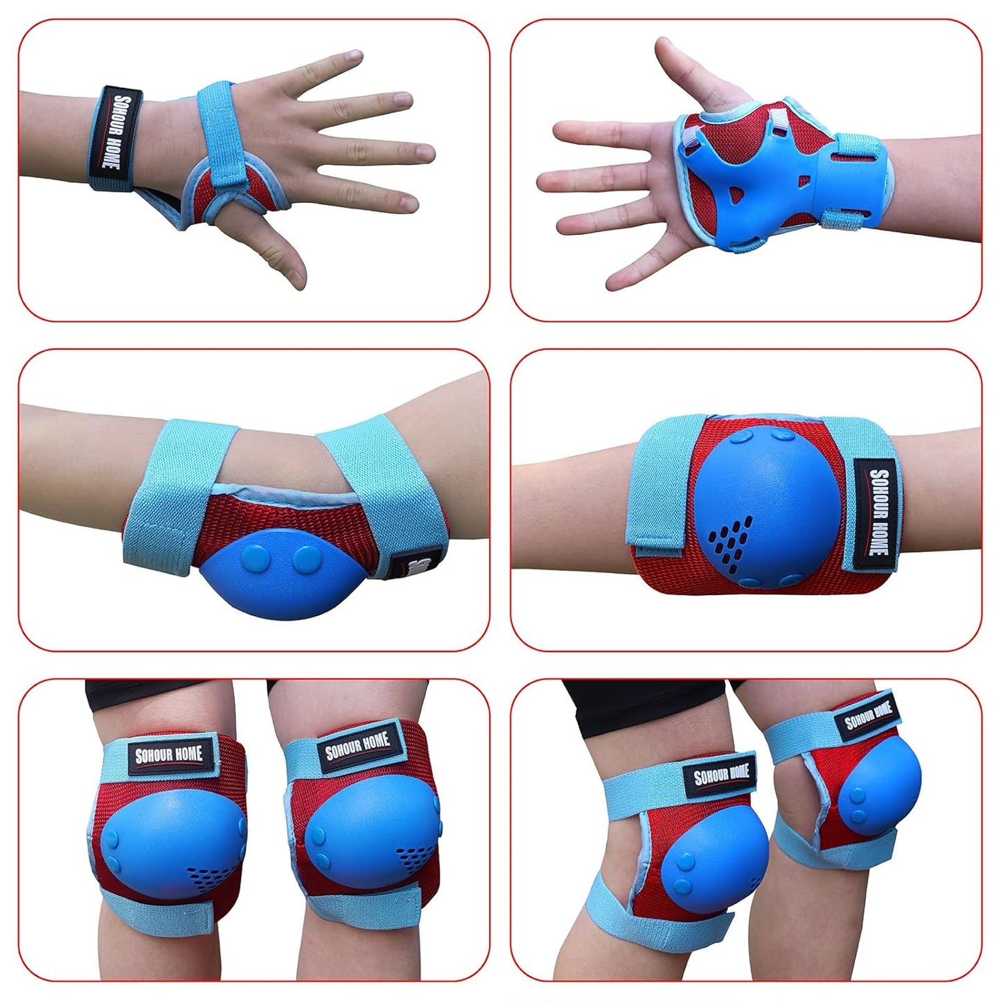 Youth/Kids Knee Pads Elbow Pads Wrist Guards Protective Gear Set for 3-15 Years Child Roller Skates, Skateboard, Cycling, Inline Skating, BMX Bike, Balance Bike, Scooter Riding and Other Outdoor Sports
