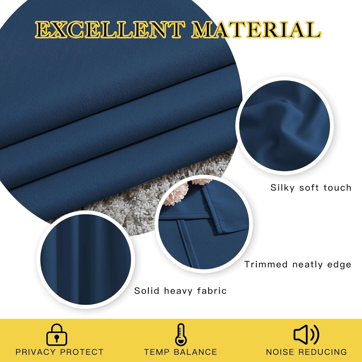 NICETOWN Moroccan Blue Blackout Curtains 84 inch Length 2 Panels, Grommet Thermal Insulated Window Treatments Light & Sound Reducing Drapes for Living Room/Bedroom, W46 x L84