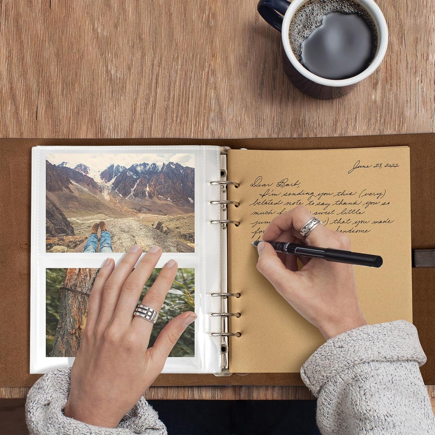 Photo Album 4x6 200 Photos, Genuine Leather Photo Albums with Writing Space with 30 Writing Paper, Travel Family Wedding Kids Graduation Ultrasound Baby Picture Album Scrapbook Photo Album（Hello Baby）