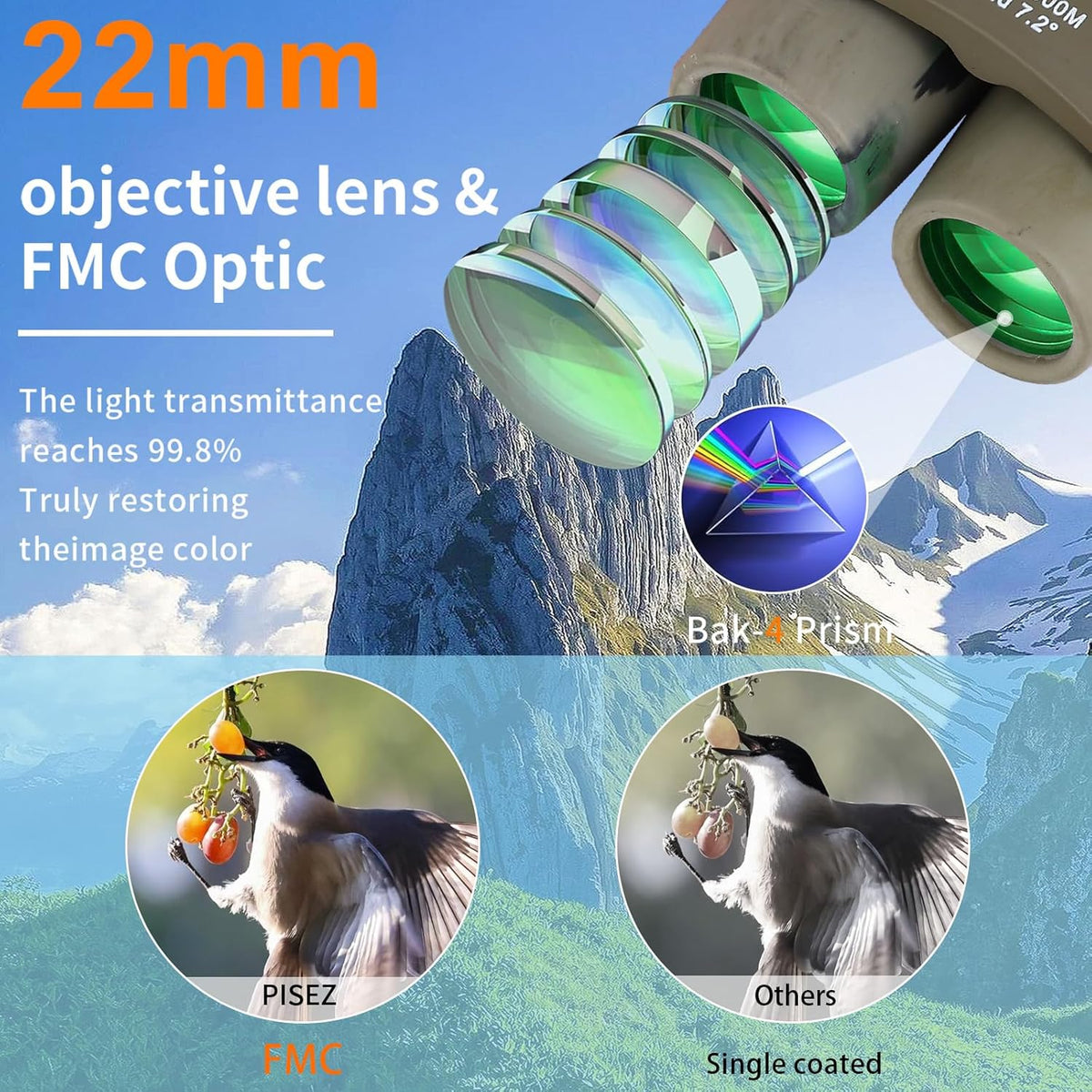 PISEZ 30X60 Compact Binoculars for Adults and Kids，Lightweight Foldable Easy Focus Small Binoculars for Bird Watching Hunting Concert Traveling Theater Opera Sightseeing