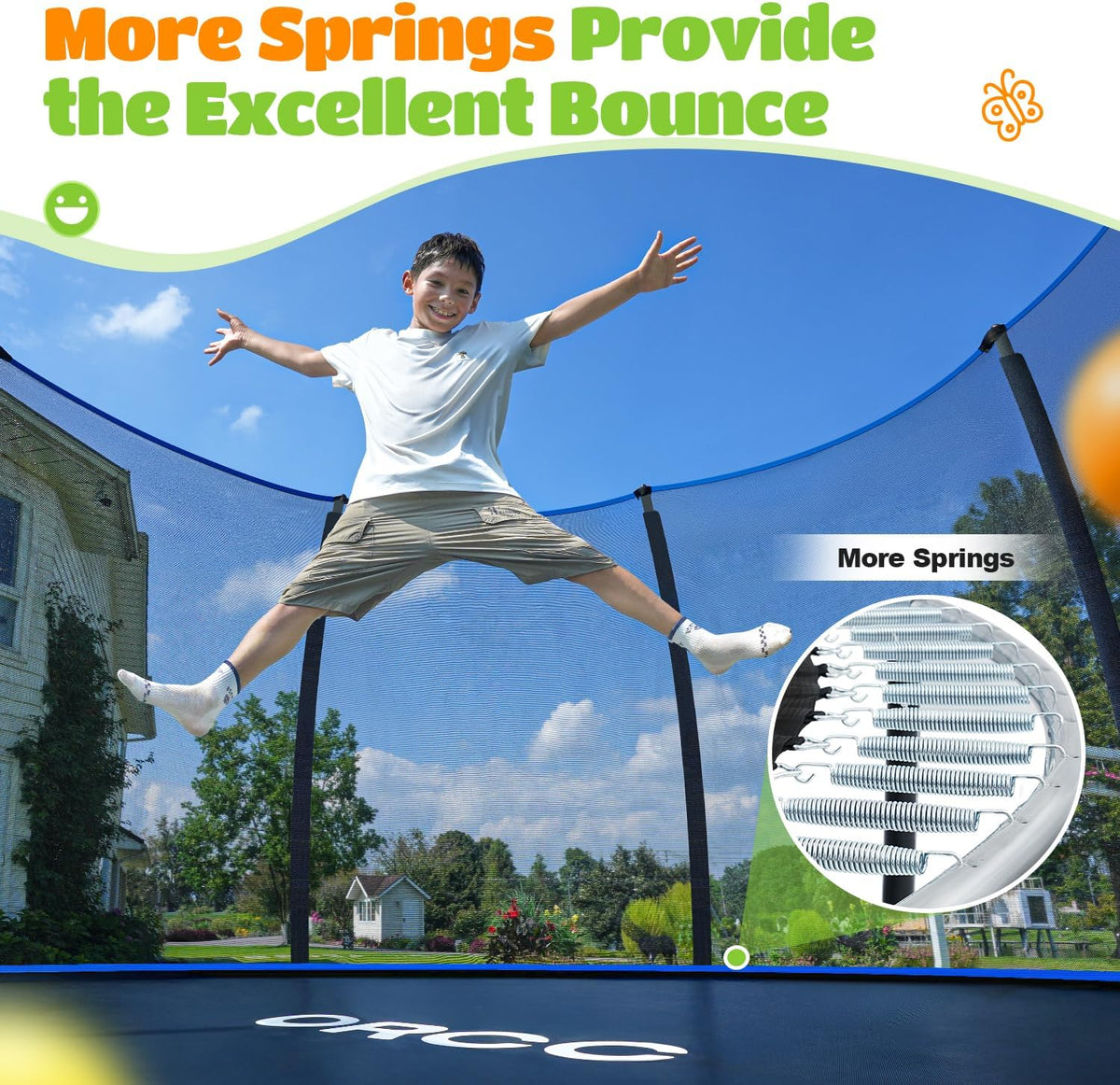 ORCC Trampolines CPSIA Approved 450LBS Weight Capacity 16 15 14 12 10 FT with Safety Enclosure Net Recreational Trampoline for Kids Family Outdoor Backyard