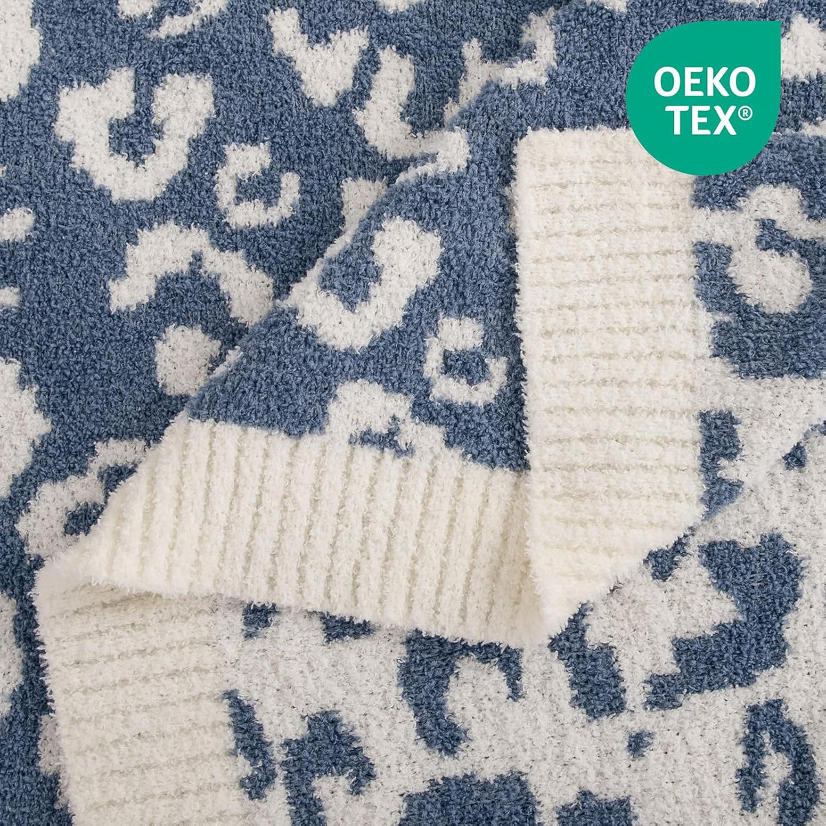 NEXHOME PRO Leopard Soft Blanket, Fuzzy Throw Blanket for Couch Bed Sofa Picnic, Knit Blankets for Women Gifts Blue 50 x 60 inches