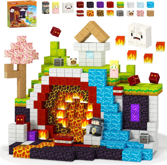 Magnetic Blocks-100PCS Magnetic Building Blocks, Magnet Toys Kids Build Cubes, Upgraded Sensroy Toys & Games, Christmas Birthday Gifts for Boys & Girls Ages 3+