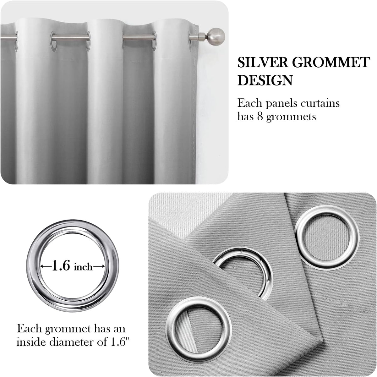 HOMEIDEAS Black Ombre Blackout Curtains 52 X 63 Inch Length Gradient Room Darkening Thermal Insulated Energy Saving Grommet 2 Panels Window Drapes for Living Room, Bedroom