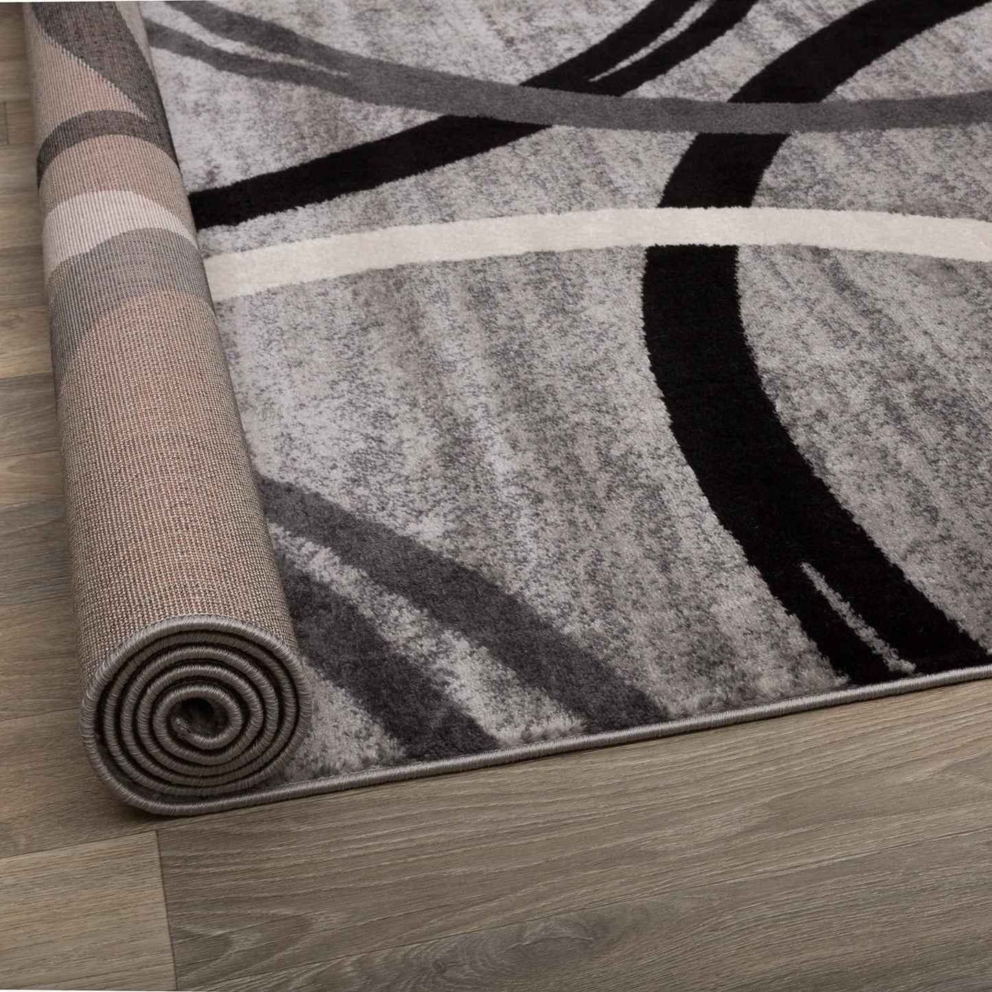 Rugshop Modern Wavy Circles Design Area Rug 4' x 6' Gray