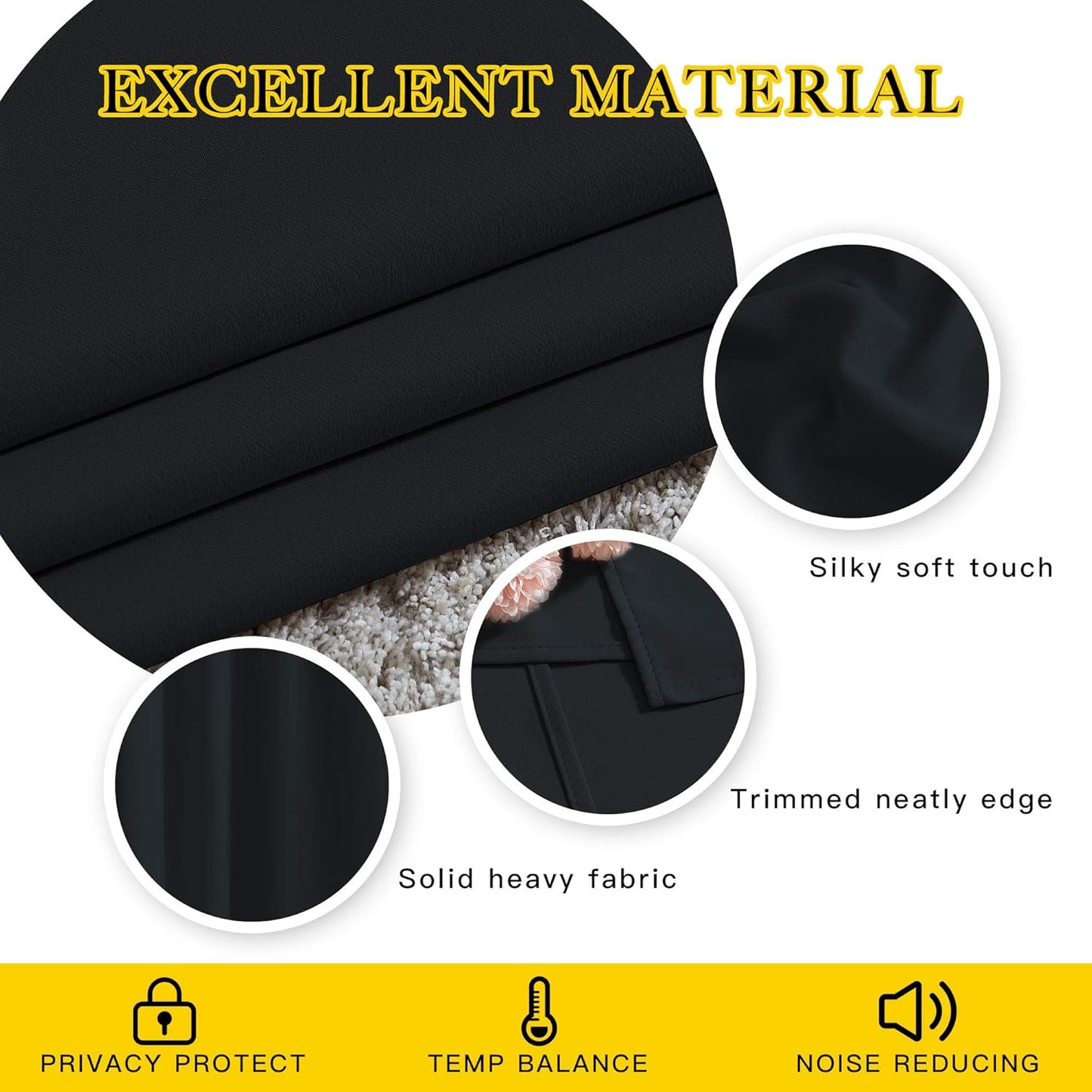 NICETOWN Black Out Curtains 110 inches Long, Grommet Thermal Insulated Blackout Curtains Privacy Window Treatments Sound Reducing for Bedroom/Living Room, W66 x L110, 2 Panels