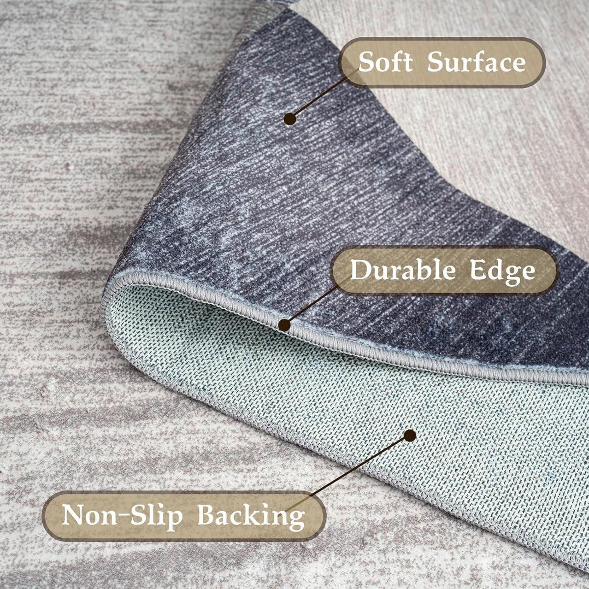 HOMFINE Washable Modern Area Rug - Geometry Style 4x6 Rugs for Living Room, Bedroom, Machine Washable Rug Soft Non Slip Non Shedding Area Rug - Green, 4'x6'