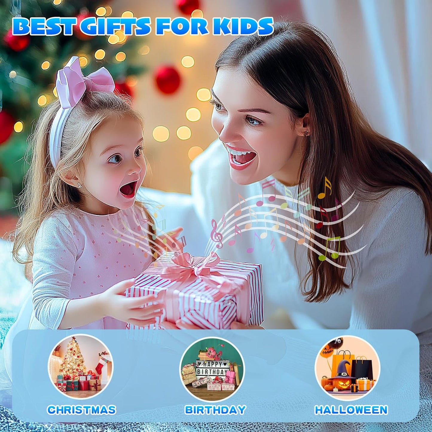 Karaoke Machine for Kids & Adults, Portable Bluetooth Mini Karaoke Speaker with 2 Wireless Microphone and Lights, Birthday Gifts for Girls & Boys, Toys for Girls, Family Home Party (Sky Blue)