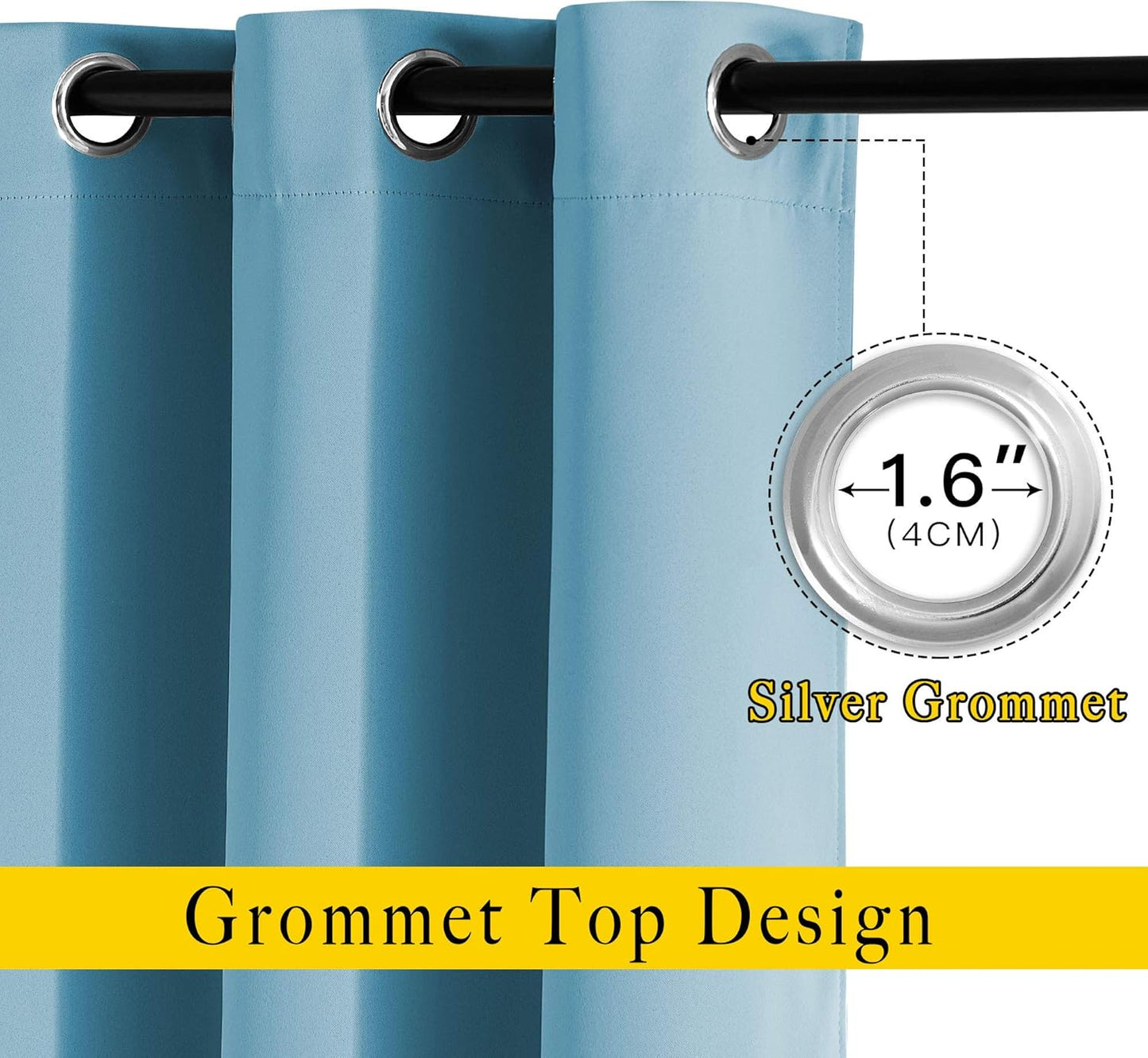 NICETOWN Blackout Curtains Panels for Window - Window Treatment Thermal Insulated Grommet Blackout Drapes for Bedroom (Teal Blue=Light Blue, Double Panels, 52 by 84 Inch)