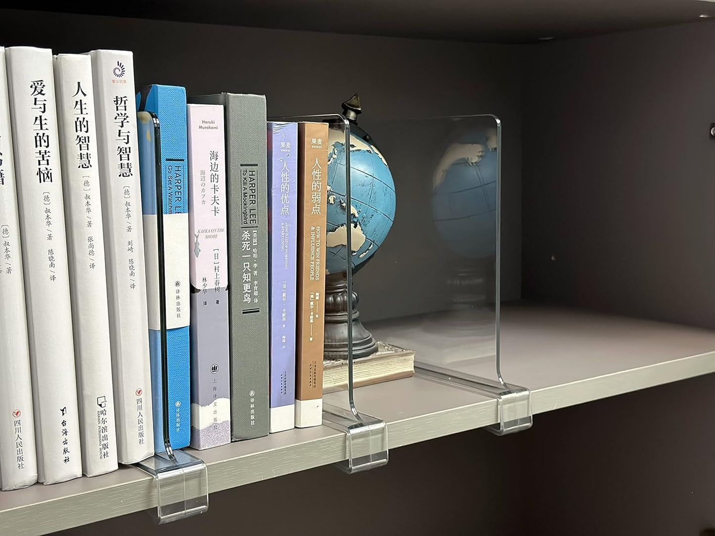 LikeU Acrylic Shelf Dividers for Closets,4 PCS Wood Shelf Dividers,Clear Shelf Separators,Perfect for Clothes Organizer and Bedroom Kitchen Cabinets Shelf Storage and Organization…