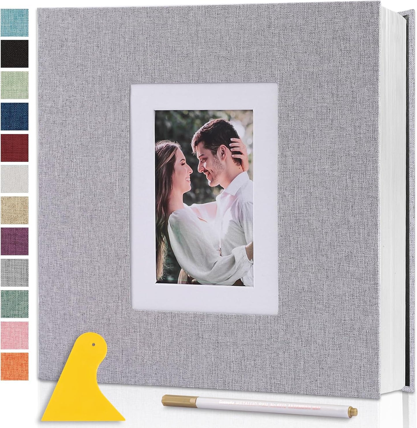Photo Album Self Adhesive Pages Scrapbook Large Magnetic Photo Albums with Sticky Pages Scrapbooks for Wedding Baby for 4x6 5x7 8x10 Picture Photo Books 11x10.6 Grey 40 Pages