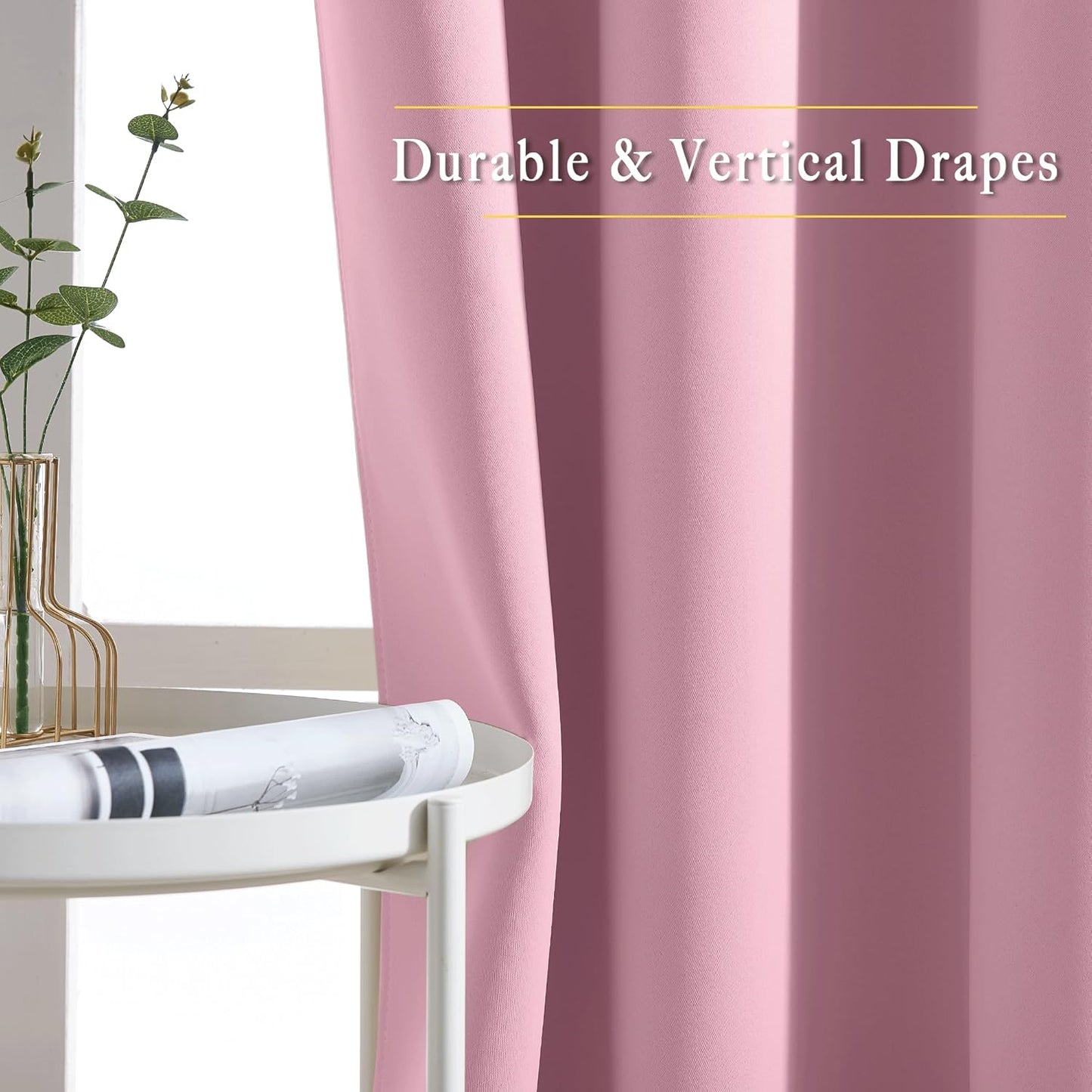 NICETOWN Blackout Crystal Pink Curtains 84 inches Long, Grommet Room Darkening Thermal Insulated Sound Dampening Window Treatments for Bedroom/Home Office, 2 Panels, W46 x L84