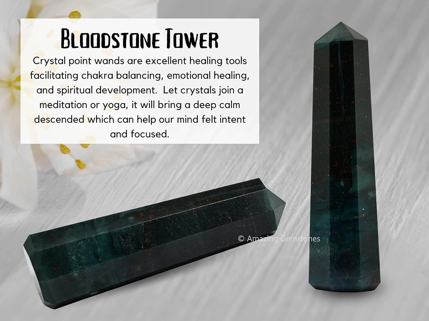 Amazing Gemstone Bloodstone Crystal Towers ~ Natural Healing Crystal Point Obelisk for Reiki Healing and Crystal Grid (3- Inch)