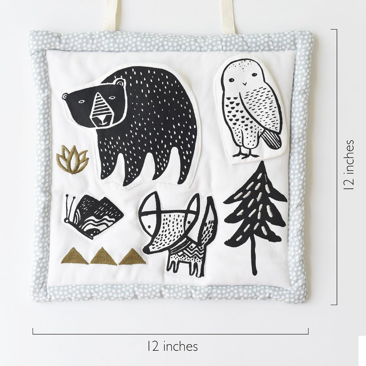 Wee Gallery Woodland Activity Pad Organic Baby Play Mat with Sensory Toys, High Contrast Newborn Essentials Soft Tummy Time Mat for Babies 0-12 Months, Visual and Motor Skill Development Toy