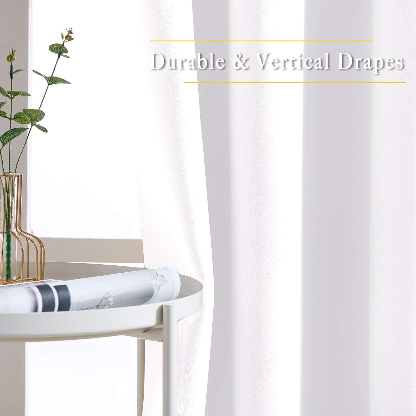 NICETOWN Curtains for Bedroom - (Pure White Color) 52 inches Width x 63 inches Length, 2 Panels, Window Treatment Grommet Kitchen Drapes for Doors