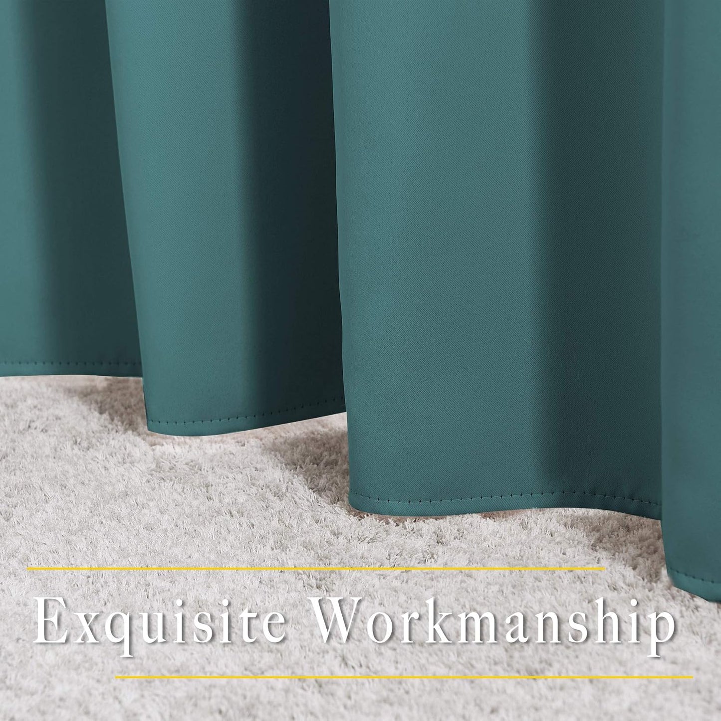NICETOWN Sea Teal Blackout Bedroom Curtains 96 inches Long, Grommet Thermal Insulated Room Darkening Window Treatments Sound Reducing for Living Room, W46 x L96, 2 Panels