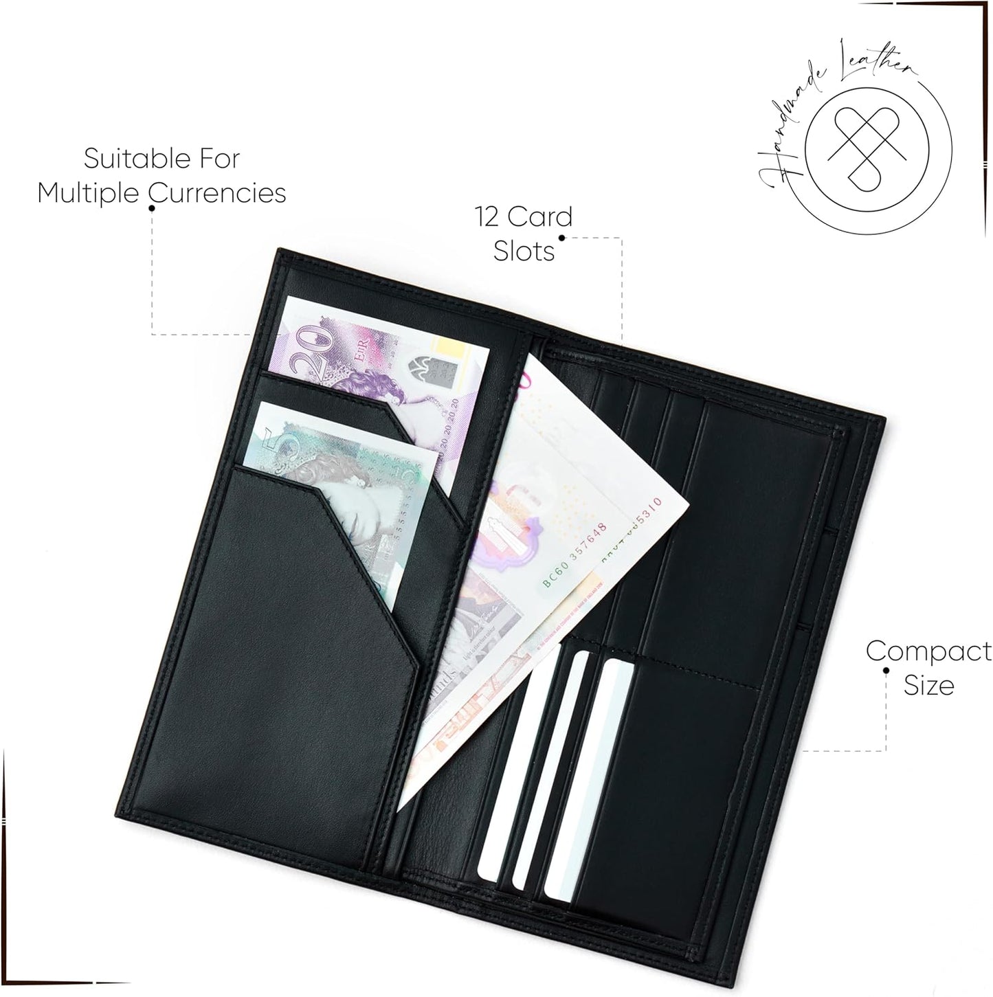 Passport Holder Travel Wallet for Men & Women, RFID Handcrafted Full Grain Leather Cover, 12 Card Slots & 4 Compartments, Gift Box & Pouch, Brown