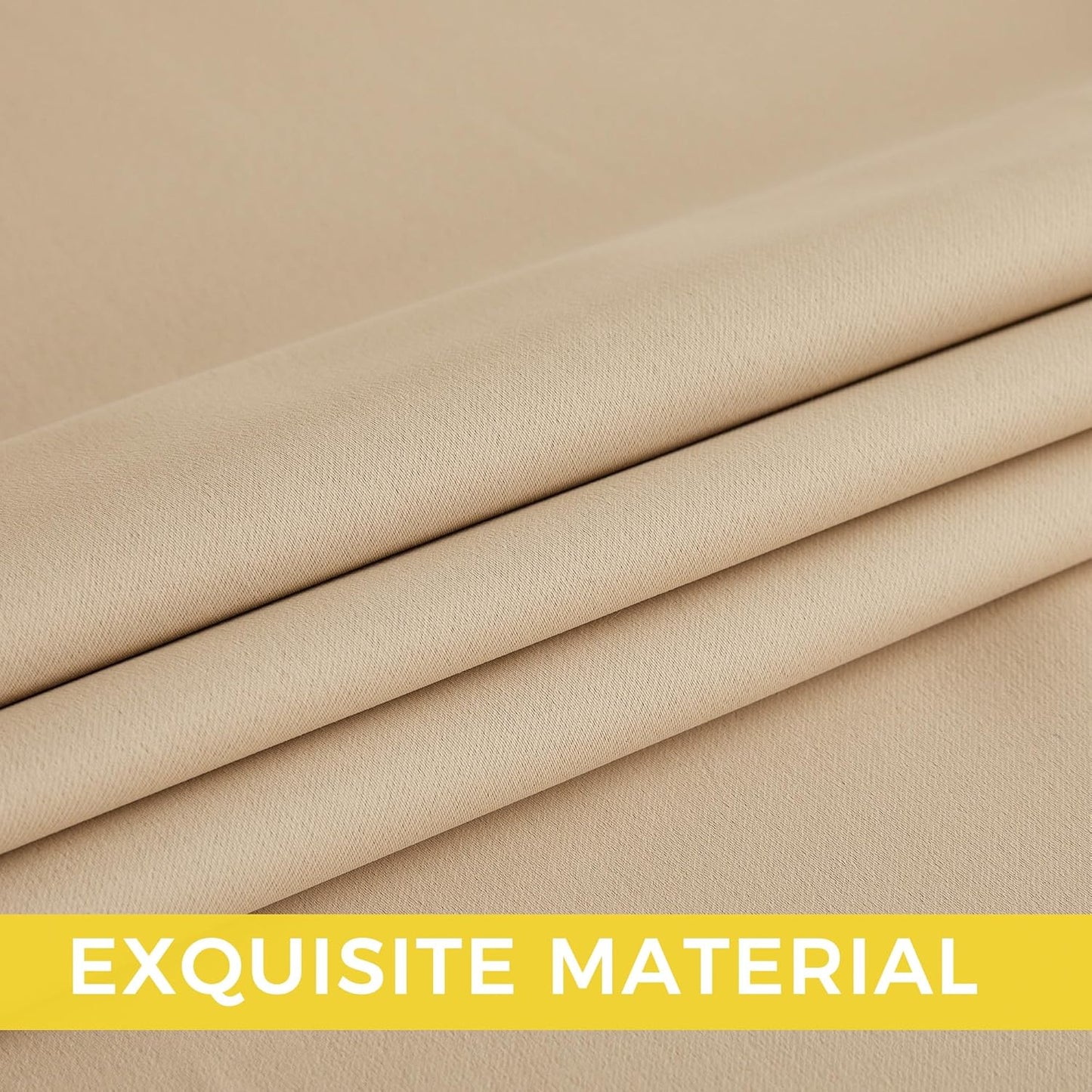 NICETOWN Biscotti Beige Blackout Curtains 90 Inches Long Thermal Insulated 2 Panels Set, W52 Soundproof Light Blocking Drapes for Living Room, Bedroom, Window, Girls Room, W52 x L90