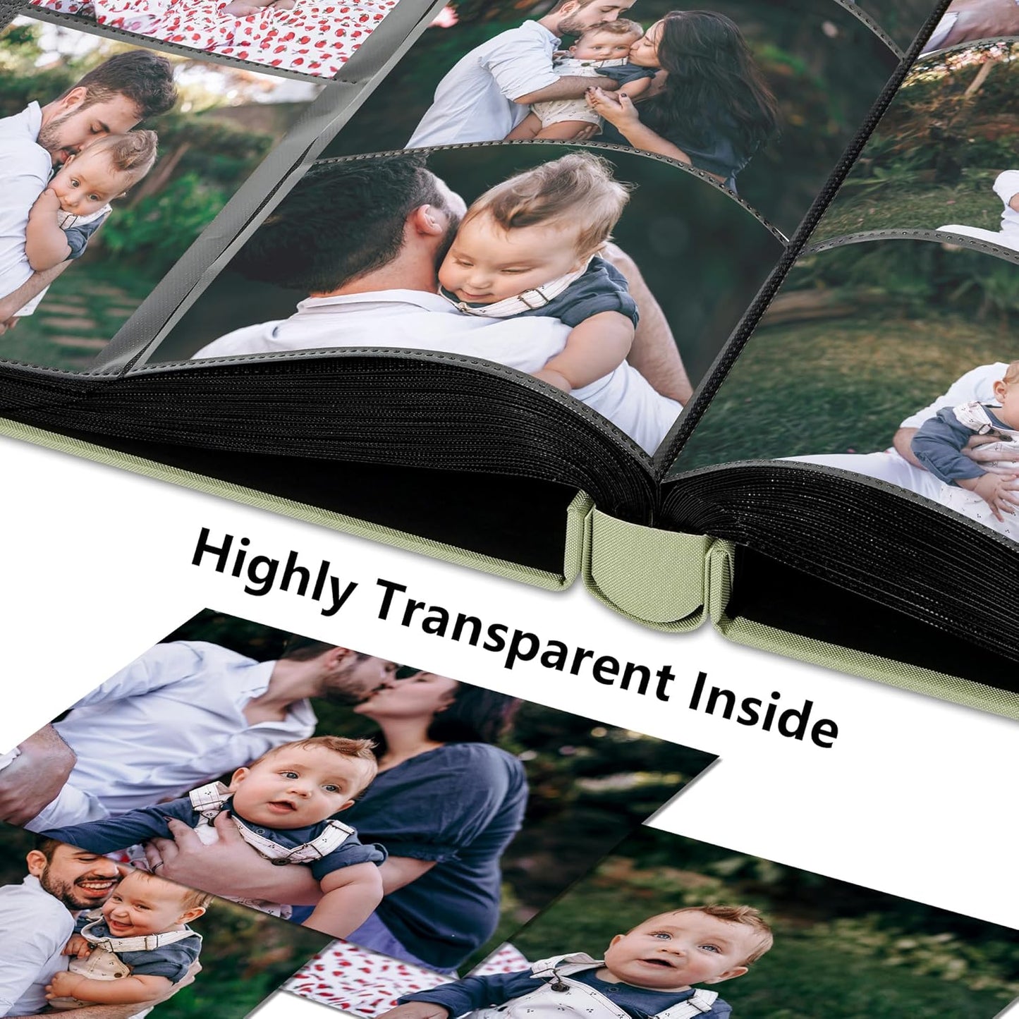 Photo Album 4x6 Pictrues 600 Pockets Linen Cover with Front Window Large Picture Book for Family Travel Wedding and Memory Keepsake Organizer Light Green