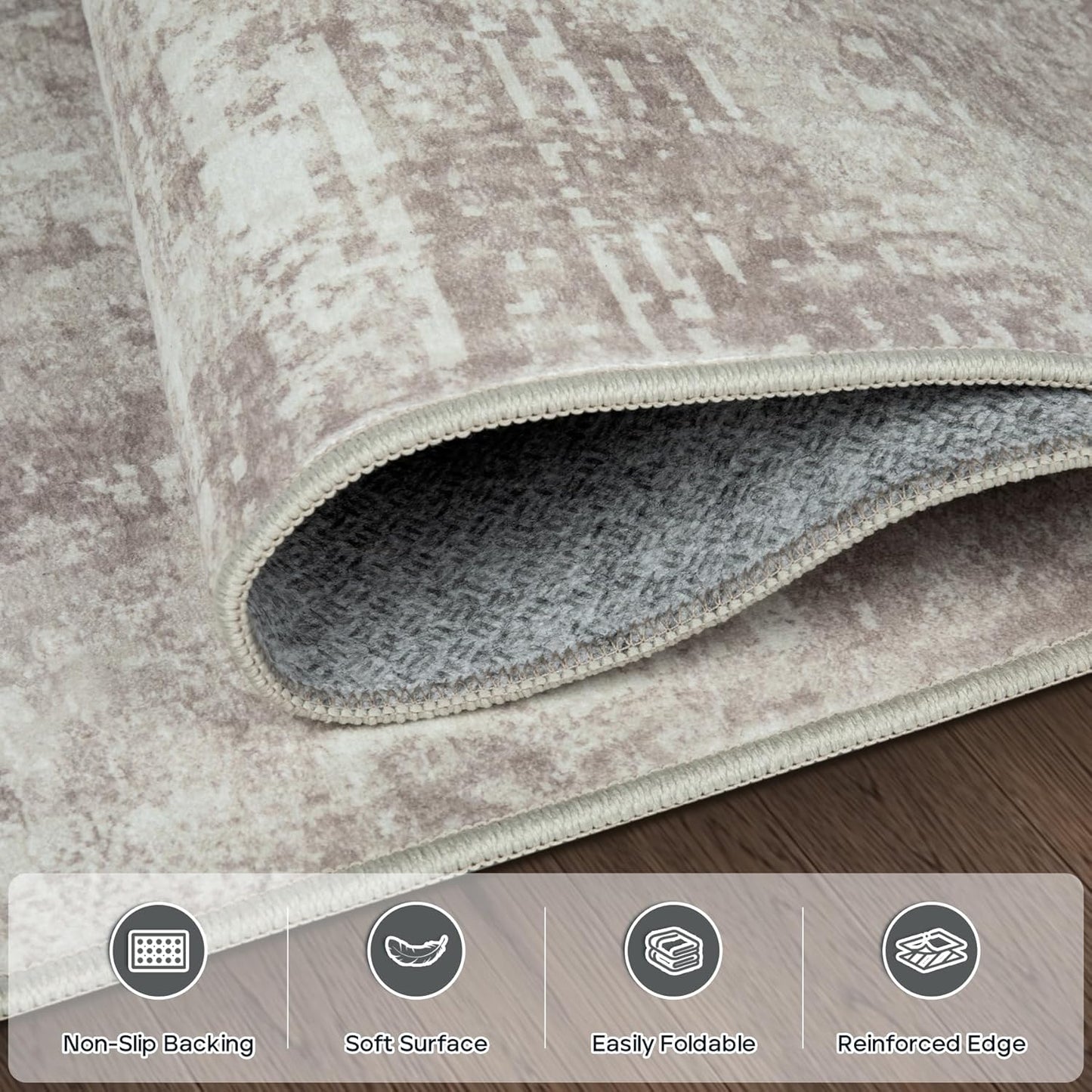 8x10 Area Rugs for Living Room Rug Washable: Modern Large Rug for Dining Room Bedroom Carpet Non Slip 8 by 10 Indoor Abstract Nursery Home Office Brown Grey