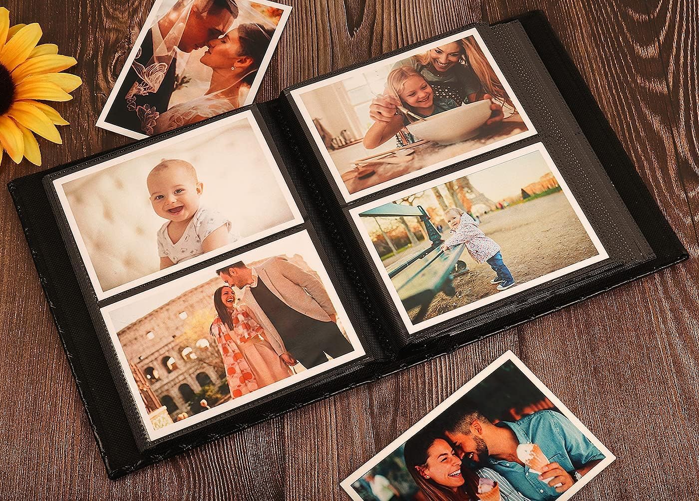 RECUTMS 200 Pocket Photo Album 4x6 Small PU Leather Cover Wedding Family Baby Anniversary Graduation Travel Personalized Photo Book (Dark Green)