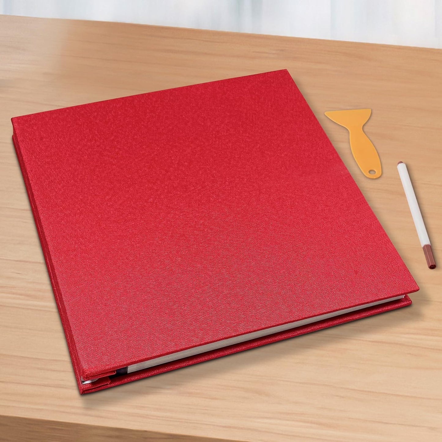 Large Photo Album Self Adhesive Scrapbook Album for 4×6 8×10 Pictures DIY Magnetic Linen Cover Album 60 Pages for Family Wedding Gifts with Metal Pen and Plastic Board