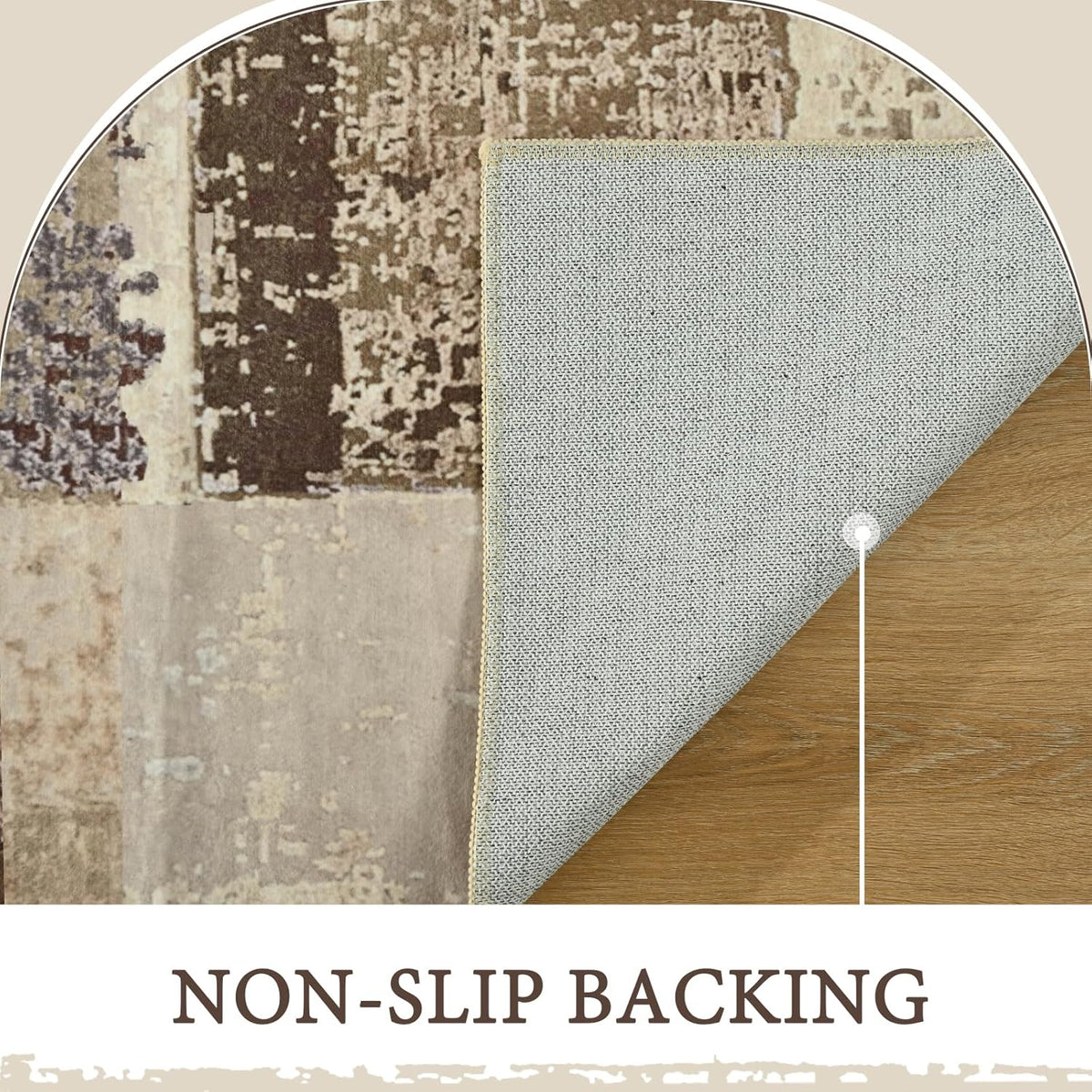 LOCHAS Rug for Living Room, Washable Soft Area Rugs for Bedroom 8x10, Abstract Carpet for Indoor Office Kids Dining Room Nursery Floor, Khaki Geometric Vintage Home Decor, Non Slip, Pet Child Friendly