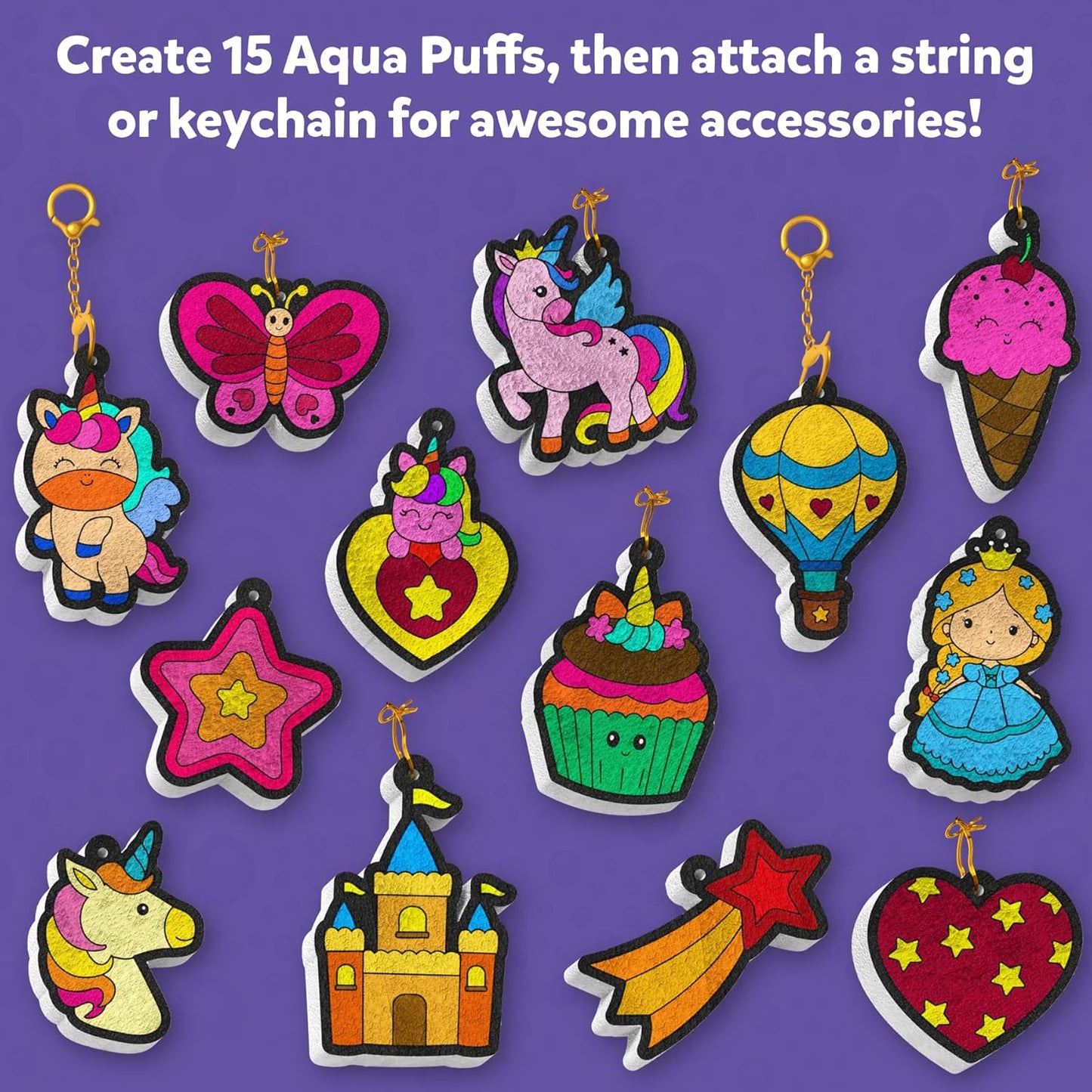 Skillmatics 3D Art Kit - Aqua Puffs Princesses & Unicorns, Mess-Free Paint by Number Craft for Kids, DIY Color & Inflate Activity, Travel & Creative Gift for Girls & Boys Ages 4, 5, 6, 7, 8, 9, 10