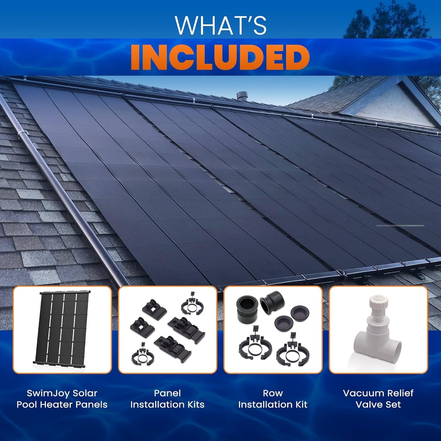 Industrial Grade Solar Pool Heater DIY Kit - Superior High-Wind Strapless Mounting System & Maximum Freeze Resistance (6-4'x6.5' / 156 Square Feet)
