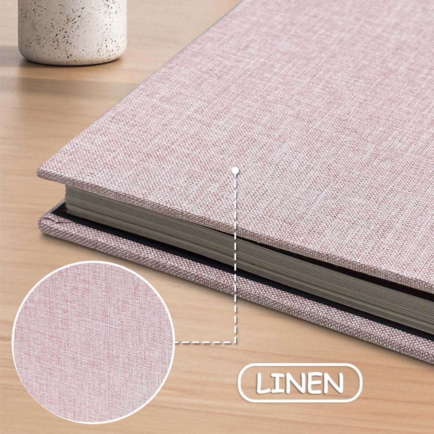 Large Photo Album Self Adhesive Scrapbook Album for 4×6 8×10 Pictures DIY Magnetic Linen Cover Album 40 Pages for Family Wedding Gifts with Metal Pen and Plastic Board