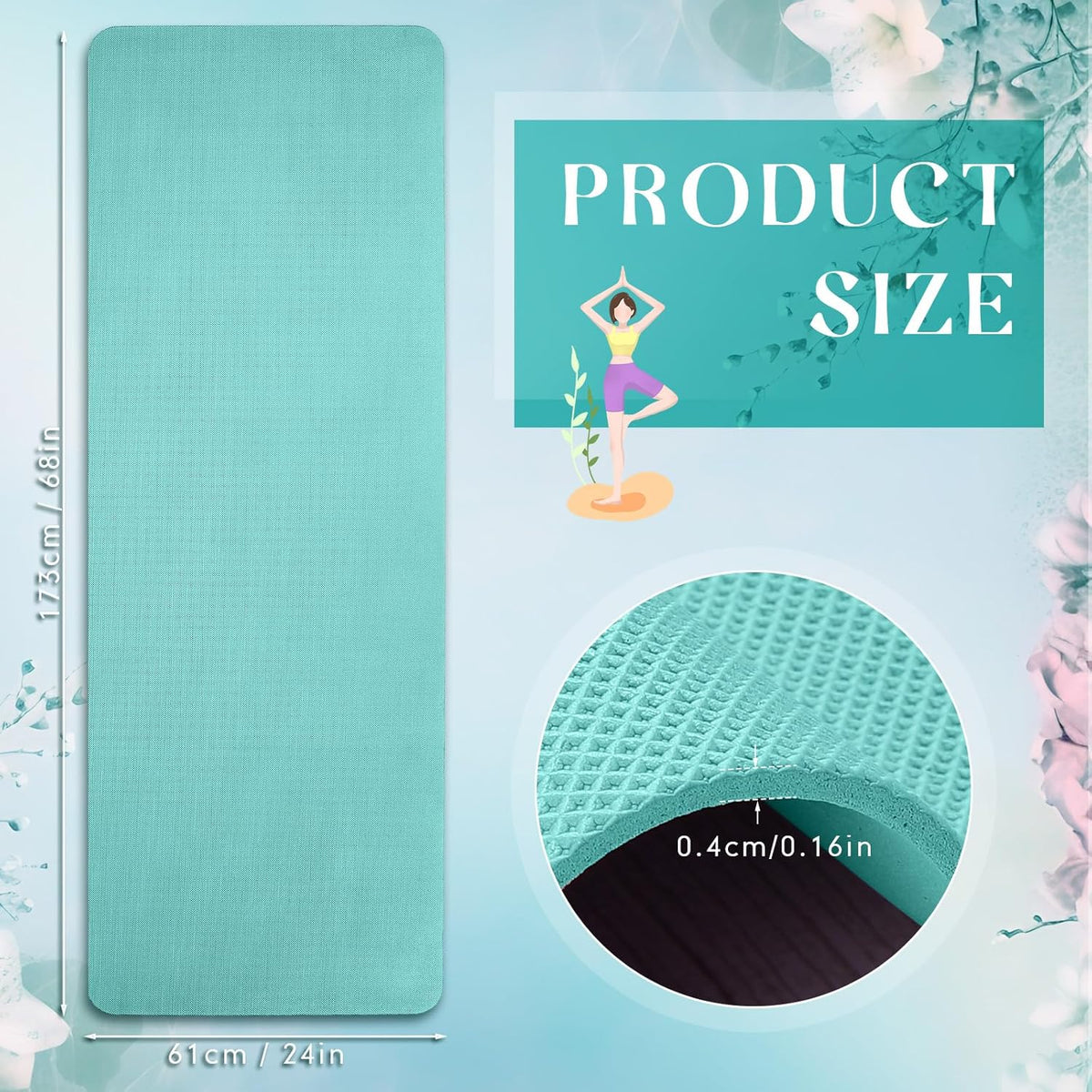 Timgle 24 Pack 68" x 24" Yoga Mat Bulk, 4mm Thick Extra Long Sports Mat Anti Slip Tear Resistant Yoga Exercise Set for Fitness Stretching Home Workout Gym and Studio