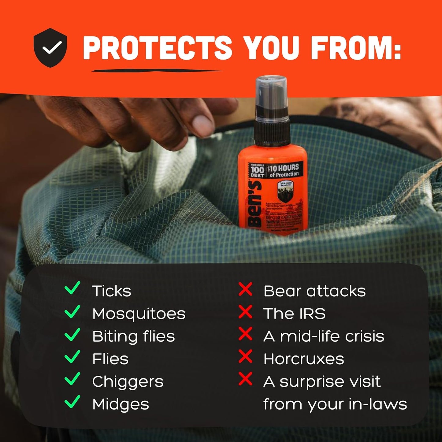 Ben's 100 Tick & Insect Repellent - Alcohol-Free DEET Insect Repellent Pump Spray - Offers 10 Hours of Protection for Adults & Children - 1.25 fl oz (Pack of 4)