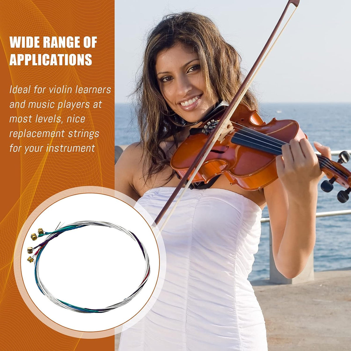 Yeshone 8 Pieces Violin Strings Universal Full Set (G-D-A-E) 4/4 Violin Universal Steel Core Dominant Fiddle Strings for Instruments 4/4 3/4 1/2 1/4 - Educator's Choice for Student