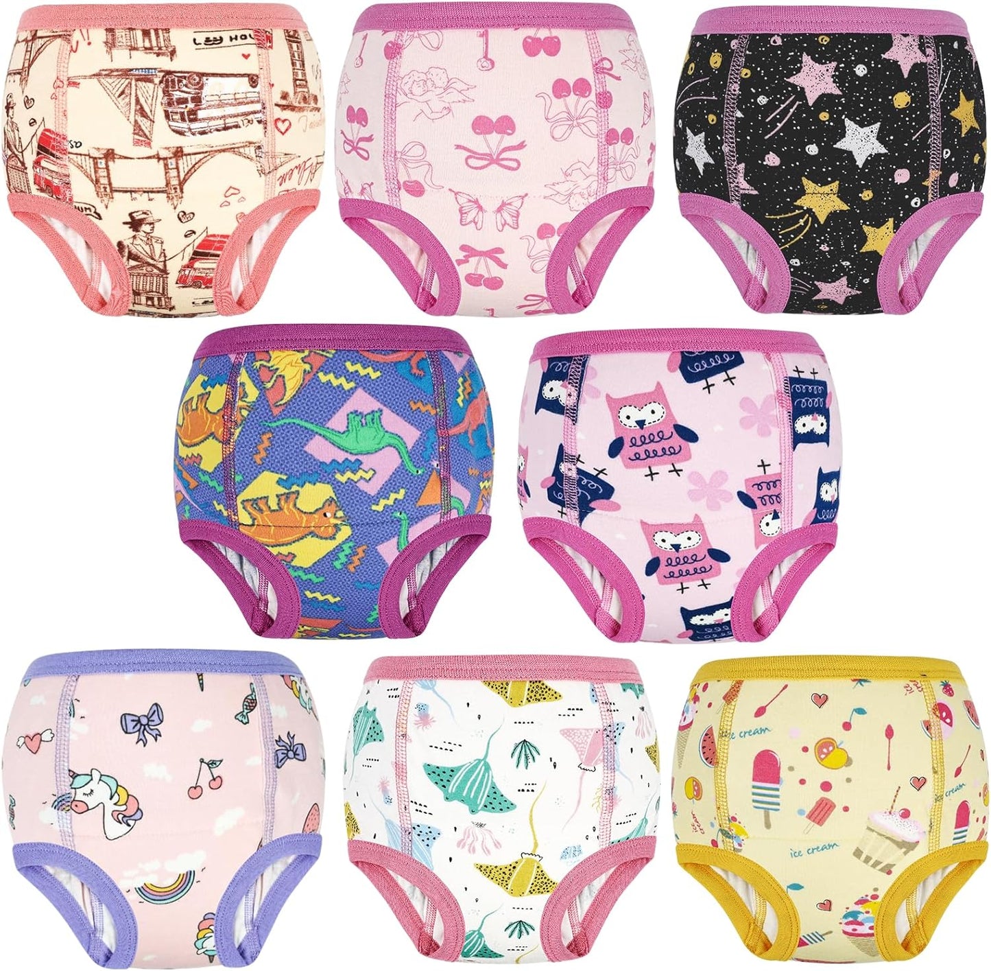 MooMoo Baby Absorbent Potty Training Pants 8 Packs Cotton Training Underwear for Girls 9T