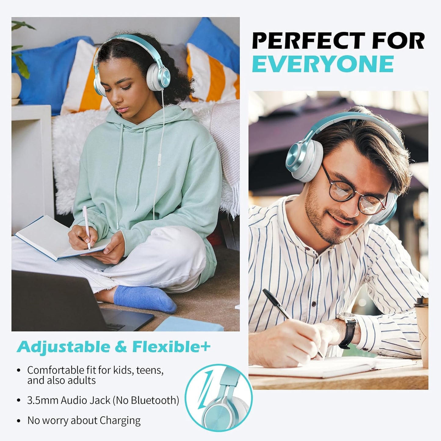 AILIHEN C8 Headphones Wired, On-Ear Headphones with Microphone and Volume Control, Corded 3.5mm Headset for Boys Girl School Smartphones Chromebook Laptop Computer Tablets Airplane Travel (Lime Green)