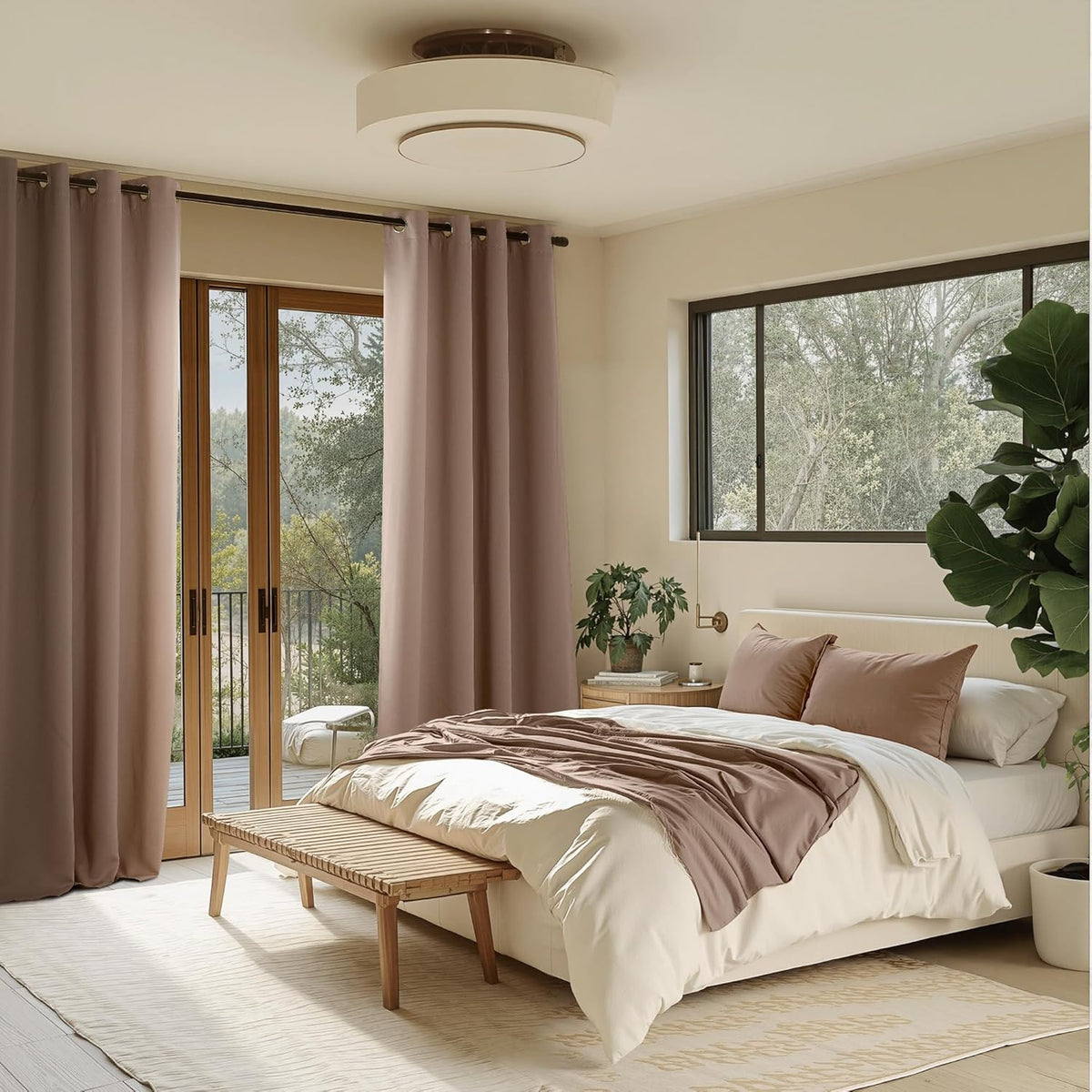 NICETOWN Blackout Thermal Grommet Drapes, Energy Saving Window Treatments for Living Room, Patio, Laundry, Closet, Boys Room - Heavy Duty, 2 Panels, W52 x L84, Cappuccino